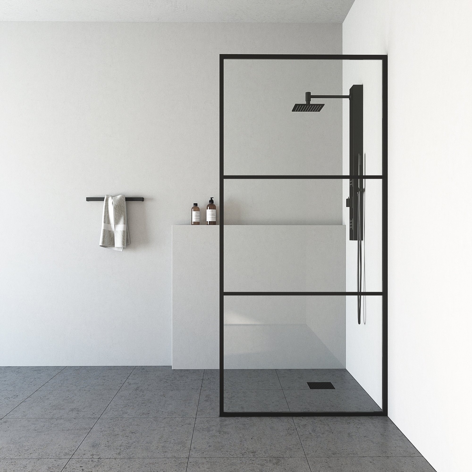 VIGO Divide 34-in W x 74-in H Framed Fixed Matte Black Standard Shower Door  (Clear Glass) in the Shower Doors department at Lowes.com