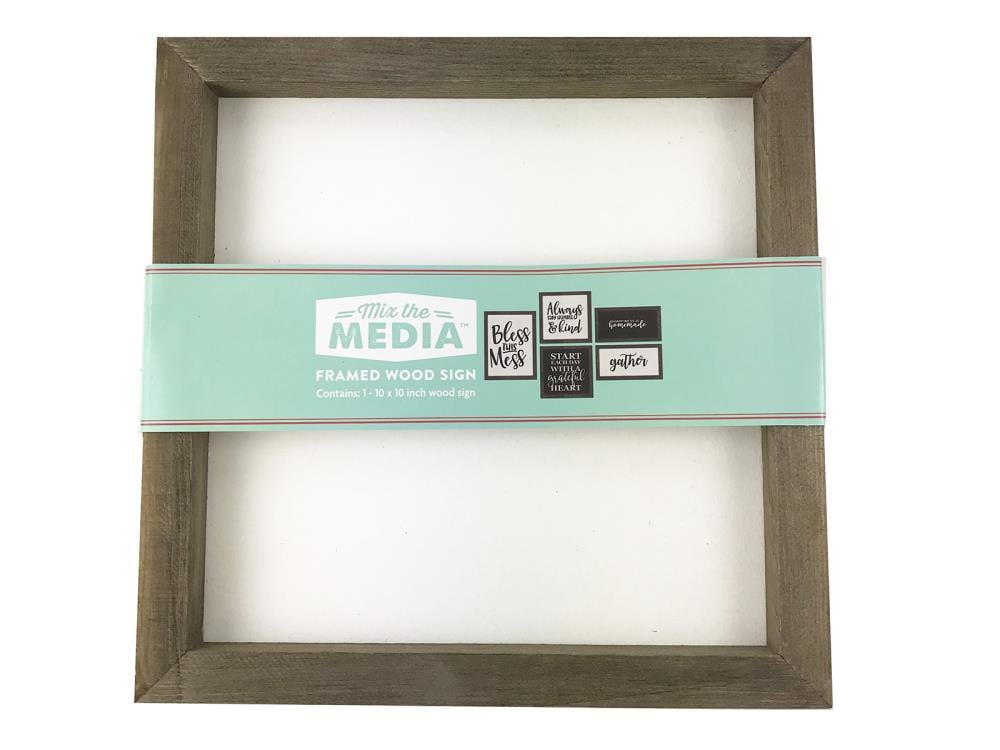Hampton Art Mix The Media Weathered Wood Frame with Burlap 10 by 10