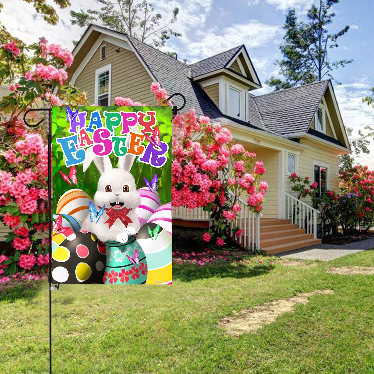 Happy Easter Bunny   Double Sided Soft Flag  **GARDEN SIZE*   G1666 