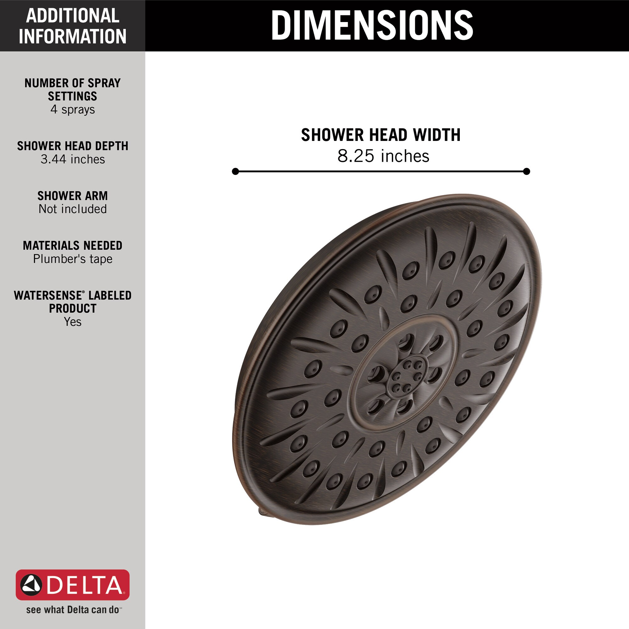 Delta Universal Showering Components Venetian Bronze Rain Fixed Shower Head 1.75-GPM (6.6-LPM)