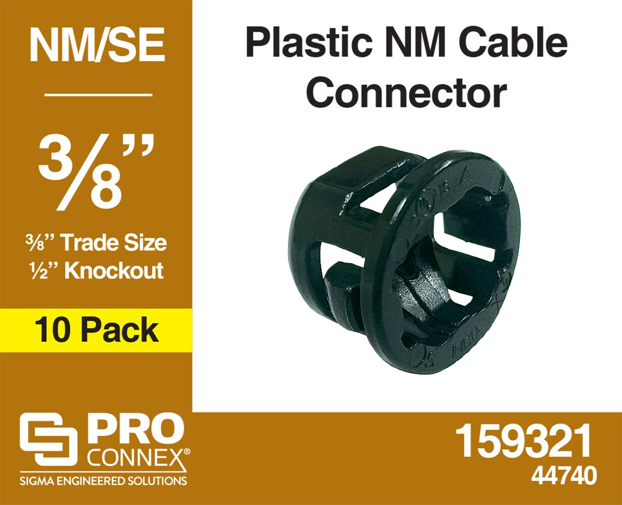 NM Cable Connector 3/8" Trade Size 1/2" Knockout NM/SE Pro Connex Qty 1 