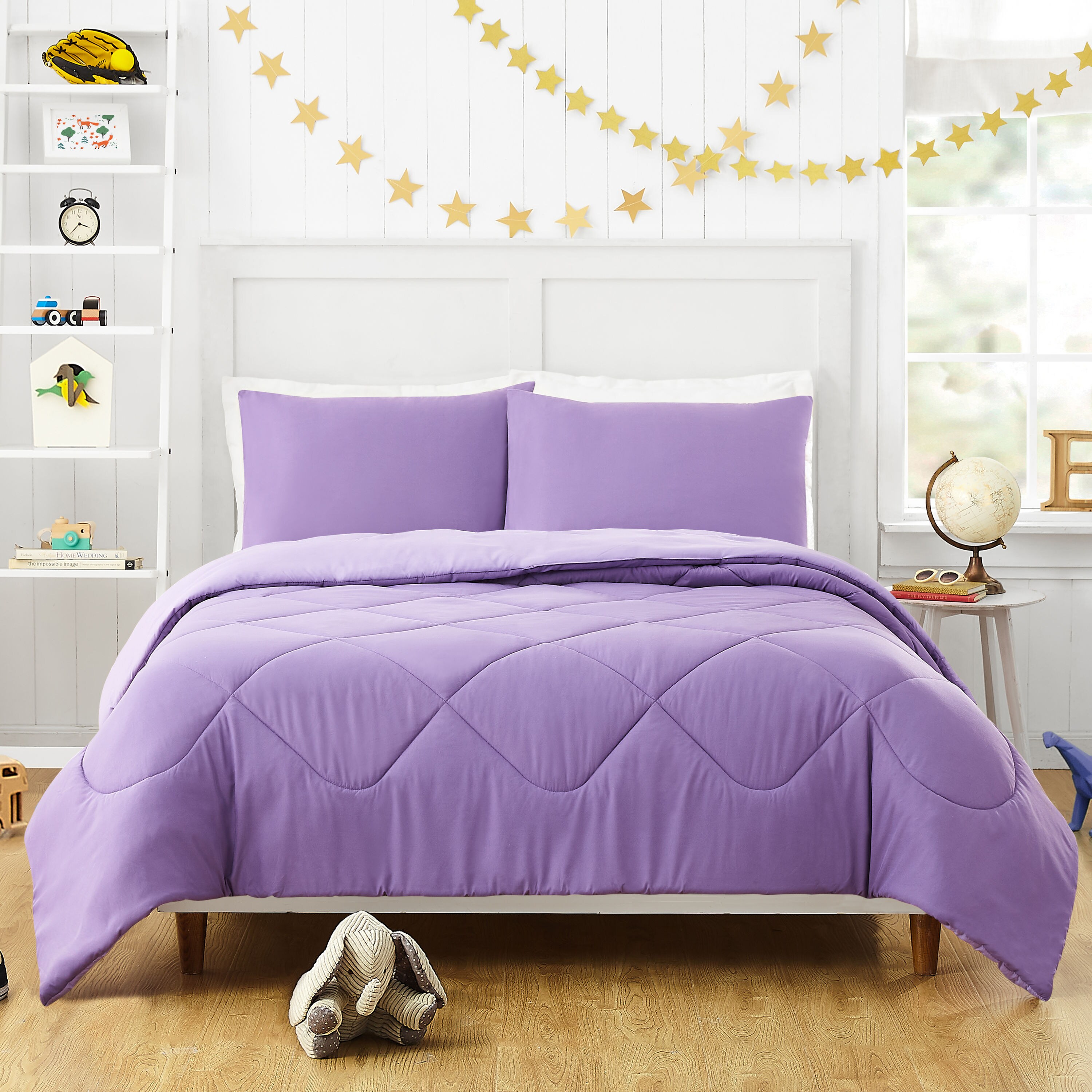 6 Piece Twin/XL Size Girls Bedding Set Comforter Sheet Sham Comfort Purple Bed 