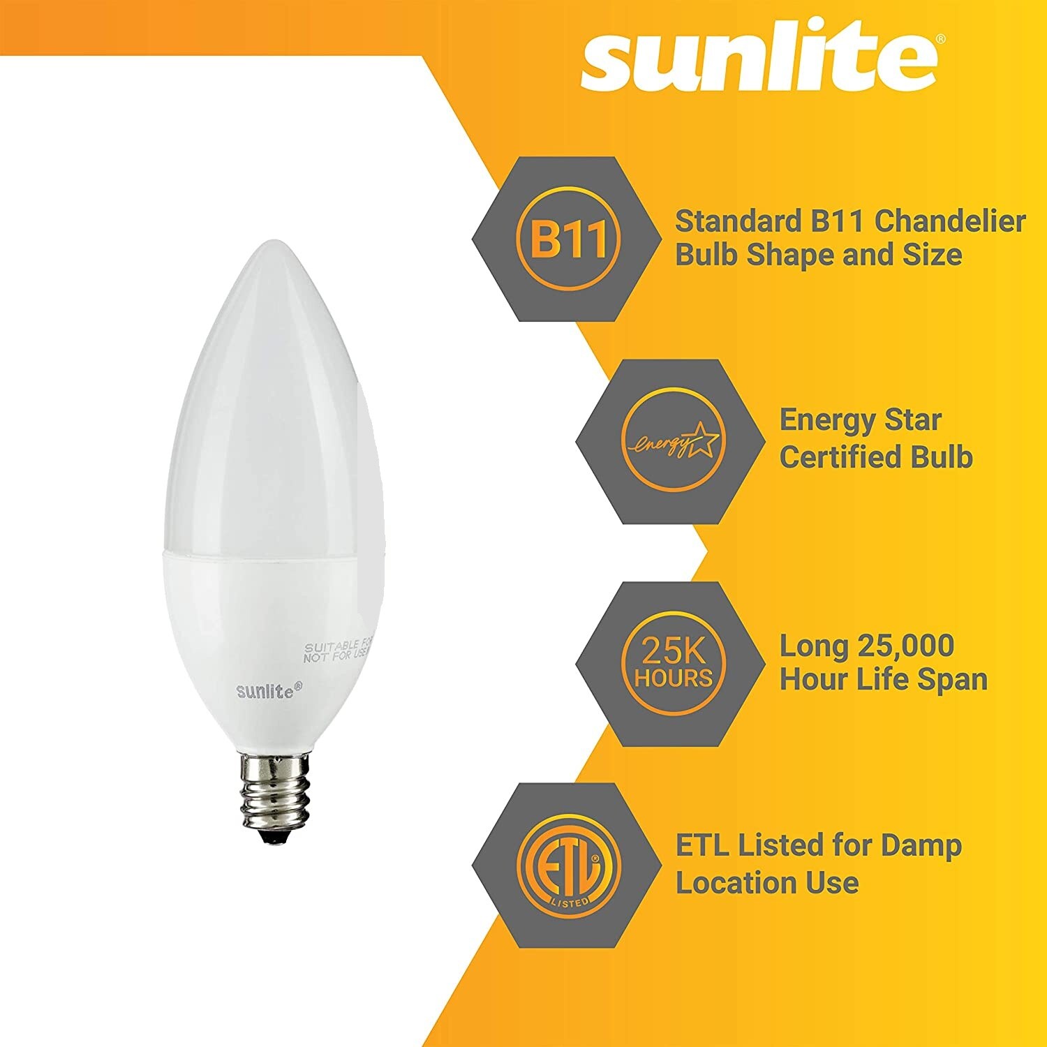 Sunlite 80194 JDR/LED/2.8W/MED/120V/Y 80198-SU MR16 Flood LED Light Bulb 