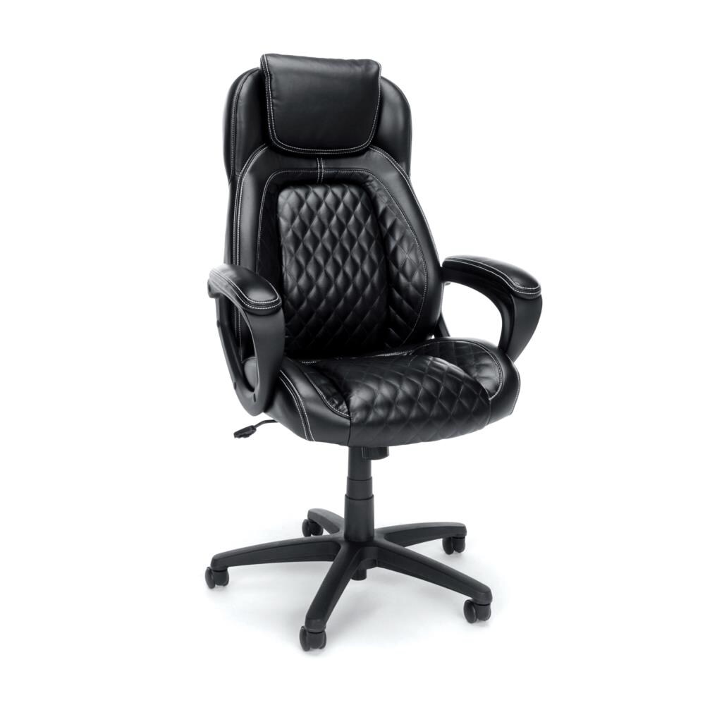 Executive Office Chair in Black Softthread Leather with Adjustable Height 