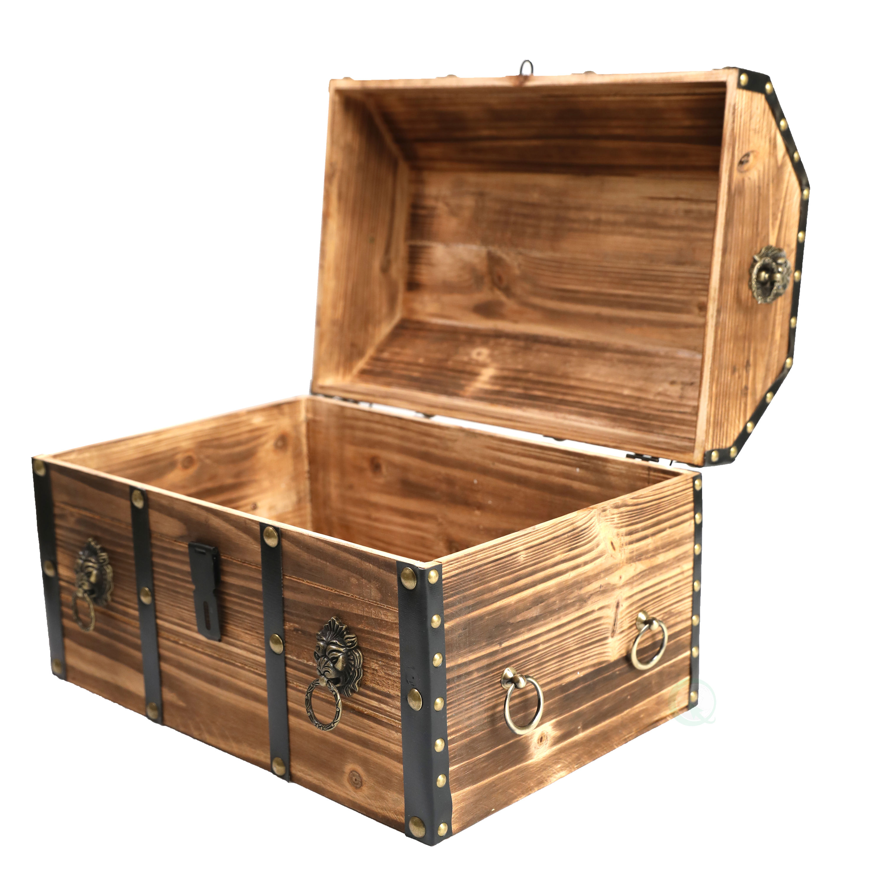 Details about   New Vintiquewise Large Wooden Pirate Lockable Trunk with Lion Rings QI003038L 