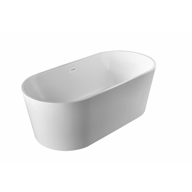 Polished Chrome Drain and Overflow 67 Acrylic Freestanding Soaking Bathtub Glossy White PULSE Showerspas PT-1003-CH