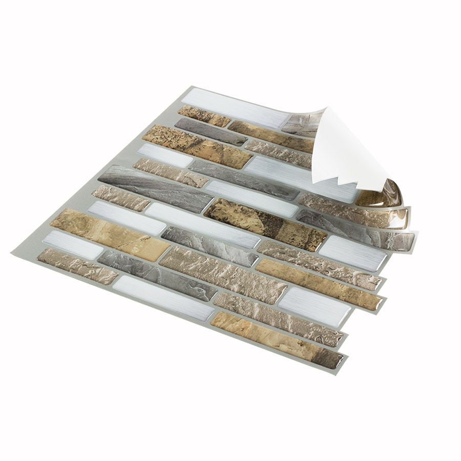 4 Pack Peel and Stick Mosaics Mountain Terrain Linear Composite Wall Tile