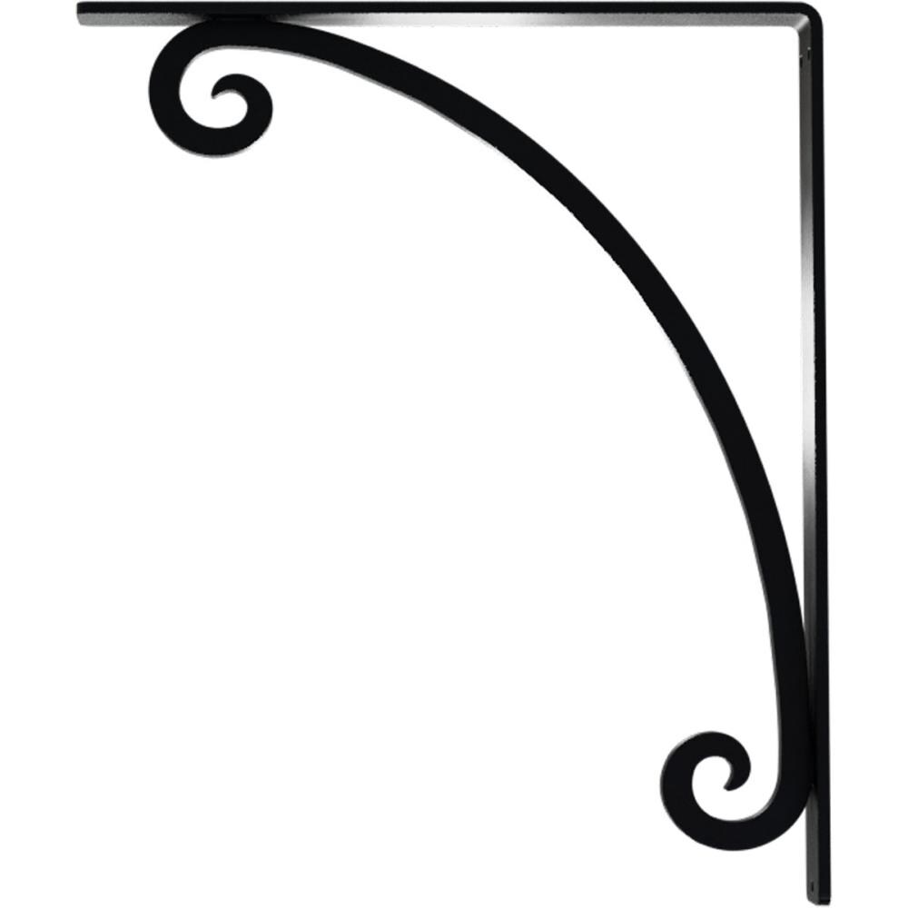 Ekena Millwork Legacy 12-in x 1.5-in x 15-in Black Wrought Iron Countertop Support Bracket