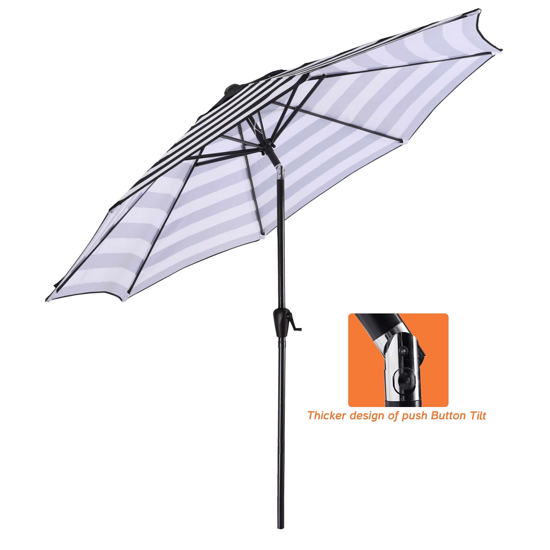 Clihome 9ft Patio Outdoor Table Umbrella with Push Button Tilt and Crank, Market  Umbrella with 8 Sturdy Steel Ribs in the Patio Umbrellas department at  Lowes.com