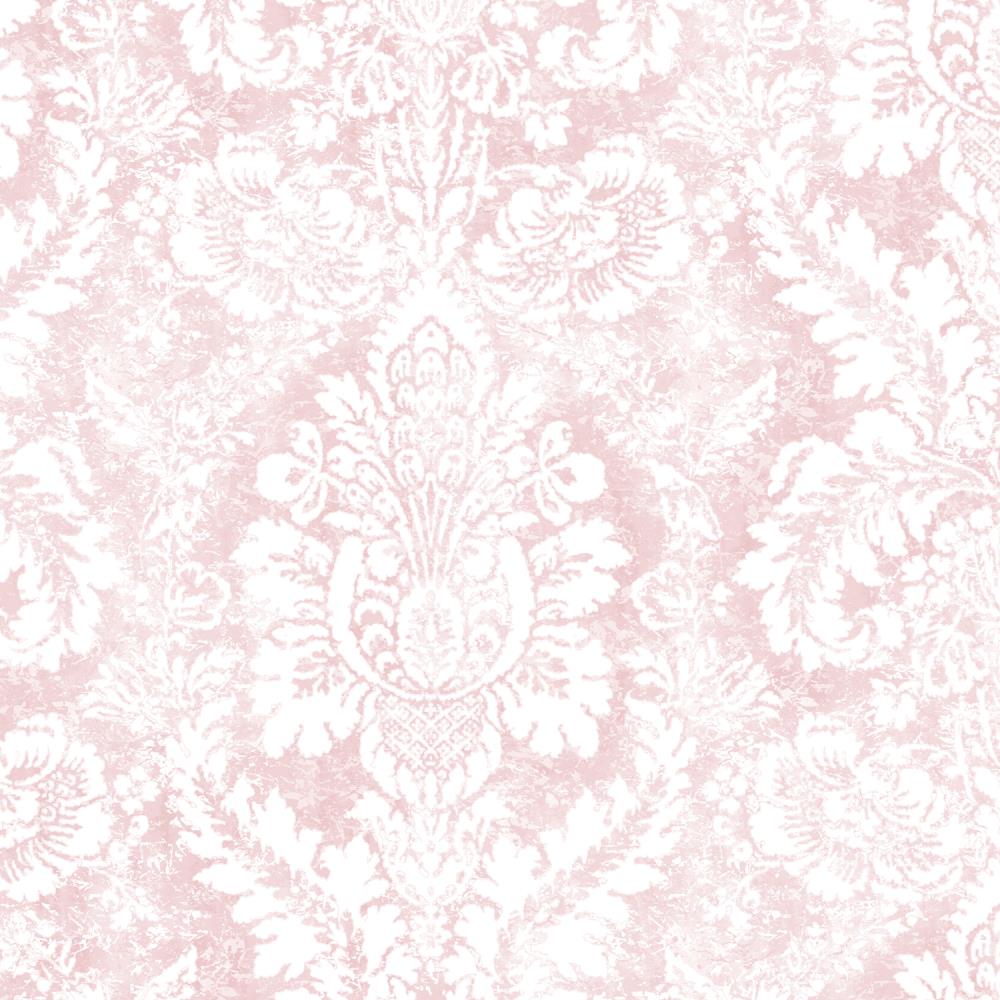 Wallpaper Pink and Eggshell White Damask
