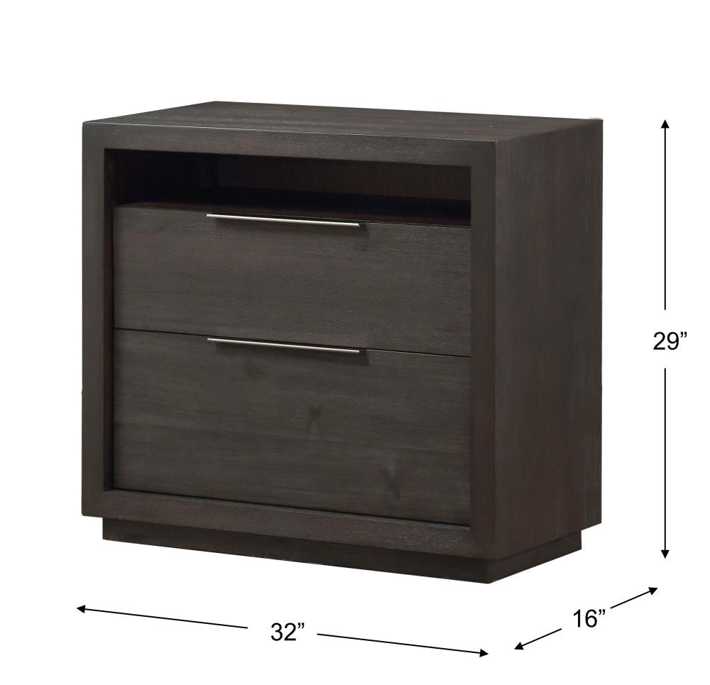 Modus Furniture Oxford Basalt Grey Acacia Nightstand In The Nightstands