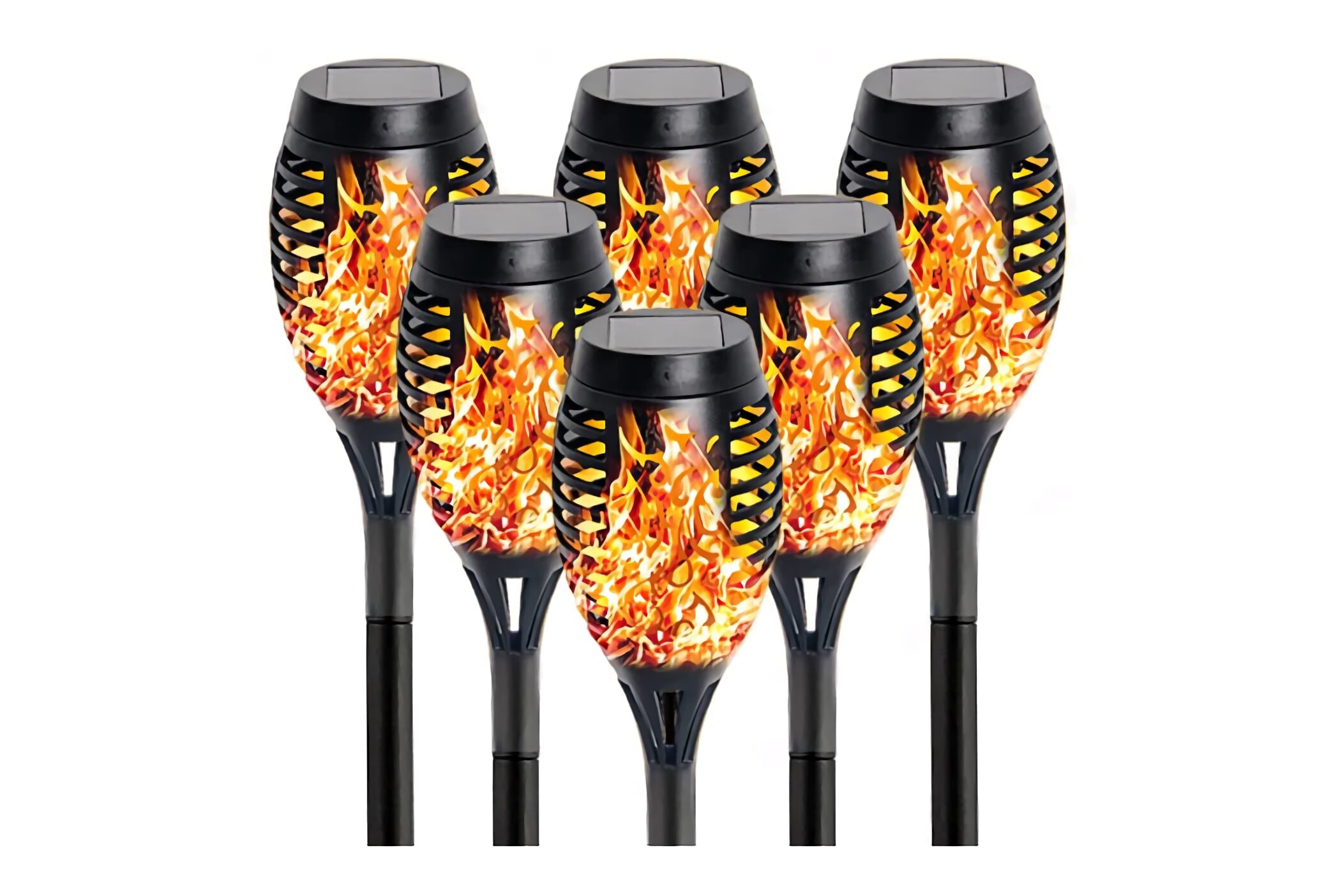 Decorative  Lamp With Dancing Flame 6 Pack Solar Flame Torch Lights Outdoor 
