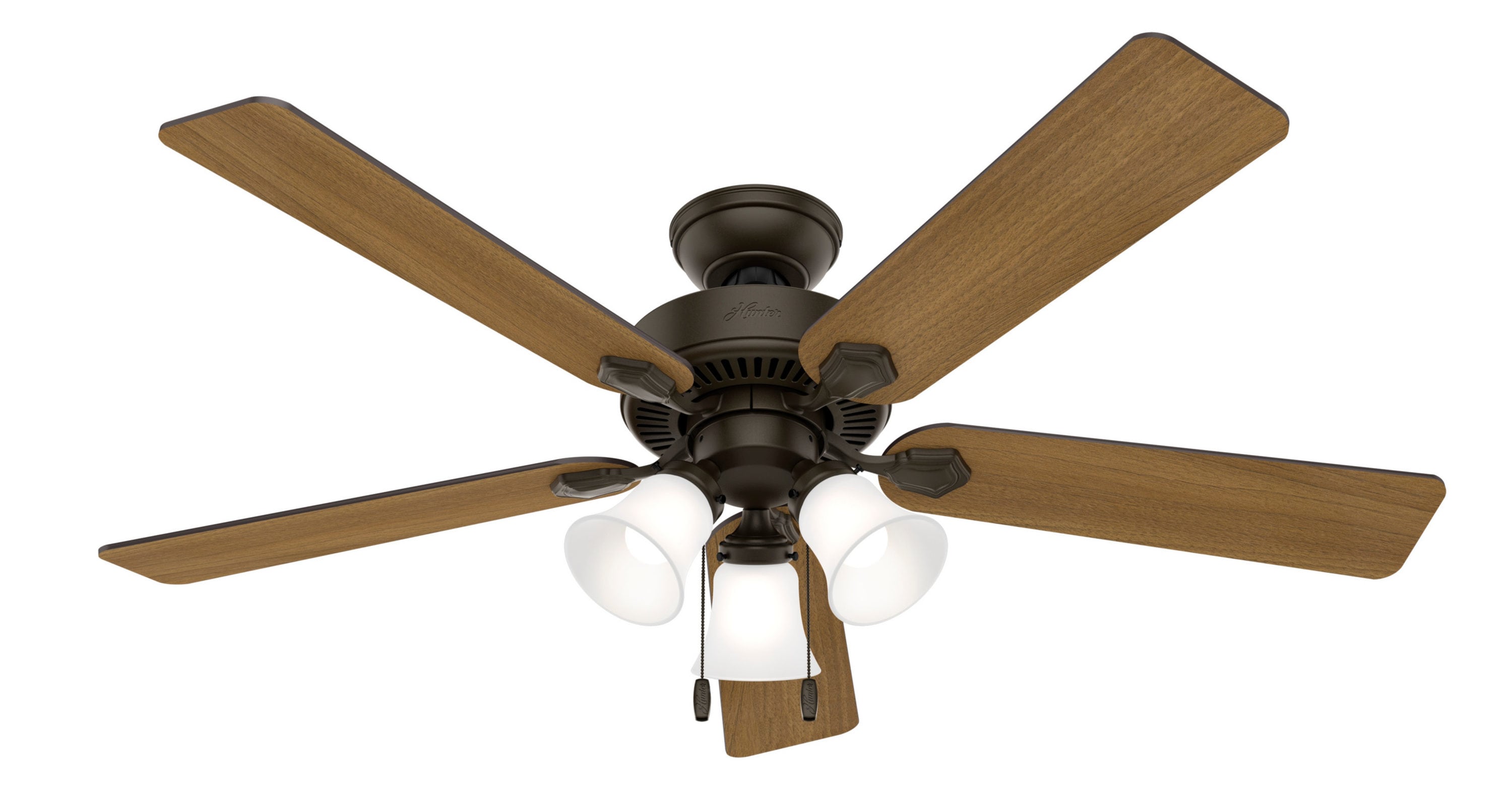 Hunter 52" Ceiling Fan with Light and Frosted Seeded Glass in New Bronze 