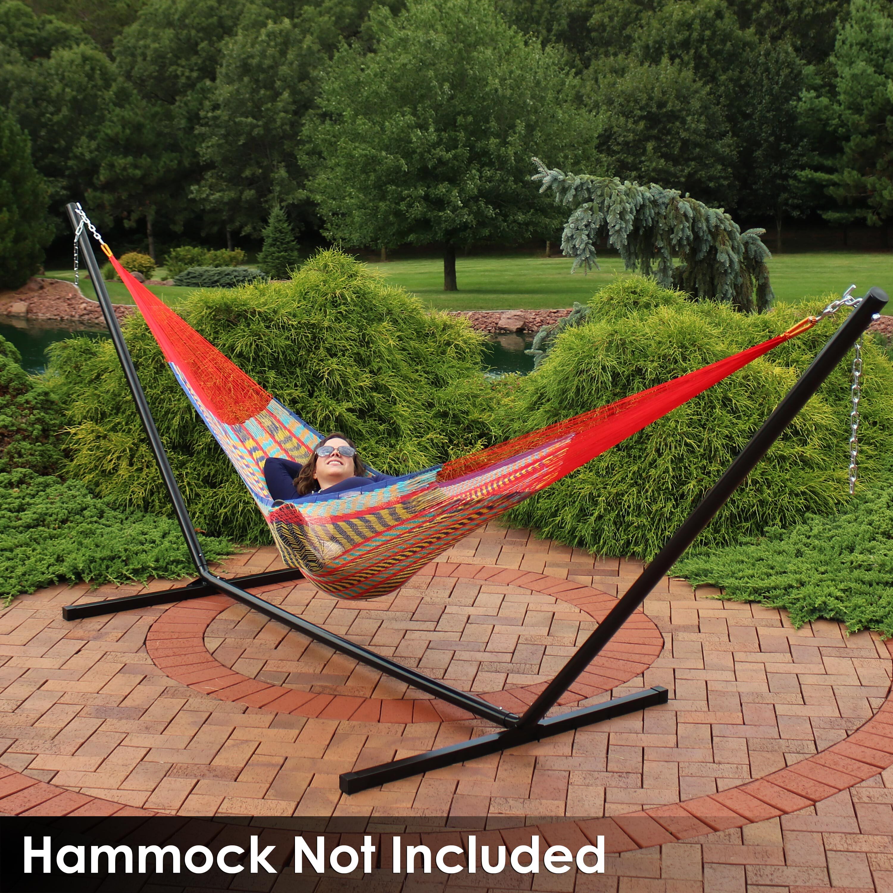 15ft Large Adjustable Black Steel Metal Hammock Stand Hanging Hook Chain Outdoor 
