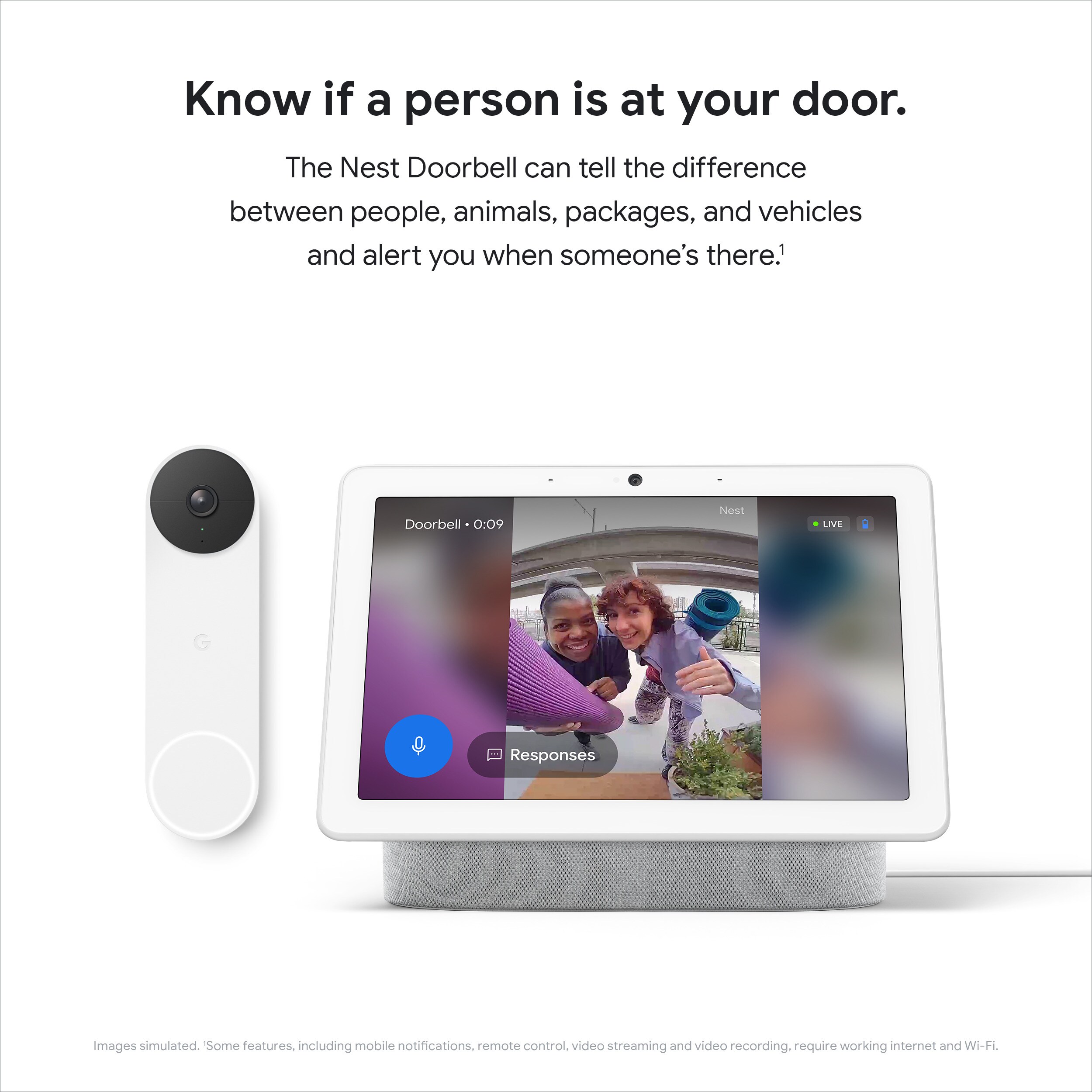 Google  Nest Doorbell Battery - Wireless Smart Wi-Fi Doorbell Security Camera - Ash
