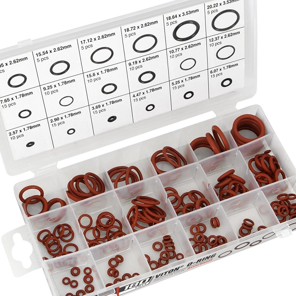 180 Piece Viton O-Ring Kit Excellent Protection High Heat Application Oring 400° 