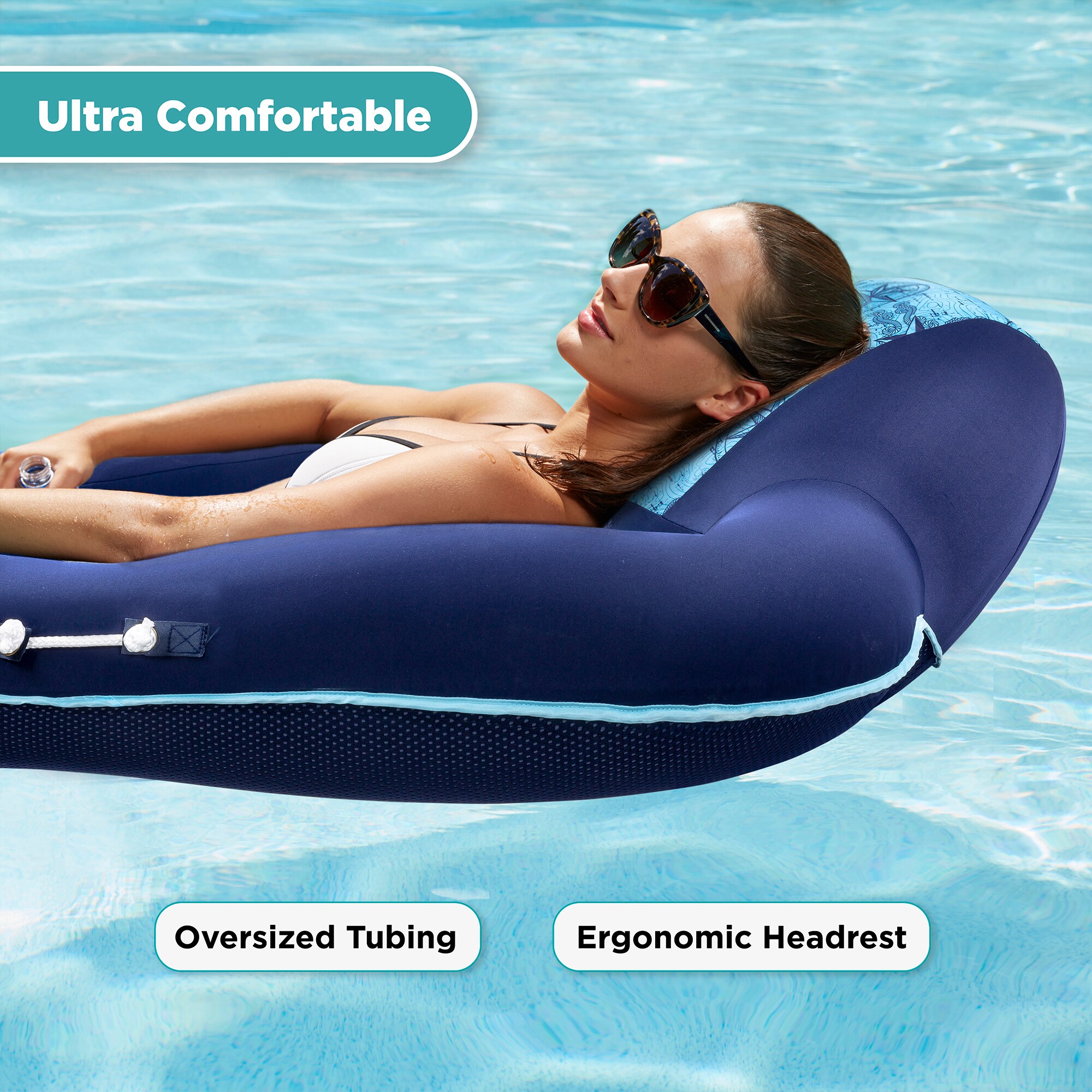 Aqua Luxury 5ft 8" Inflatable Mesh Luxury Pool Lounger Summer Water Swimming 