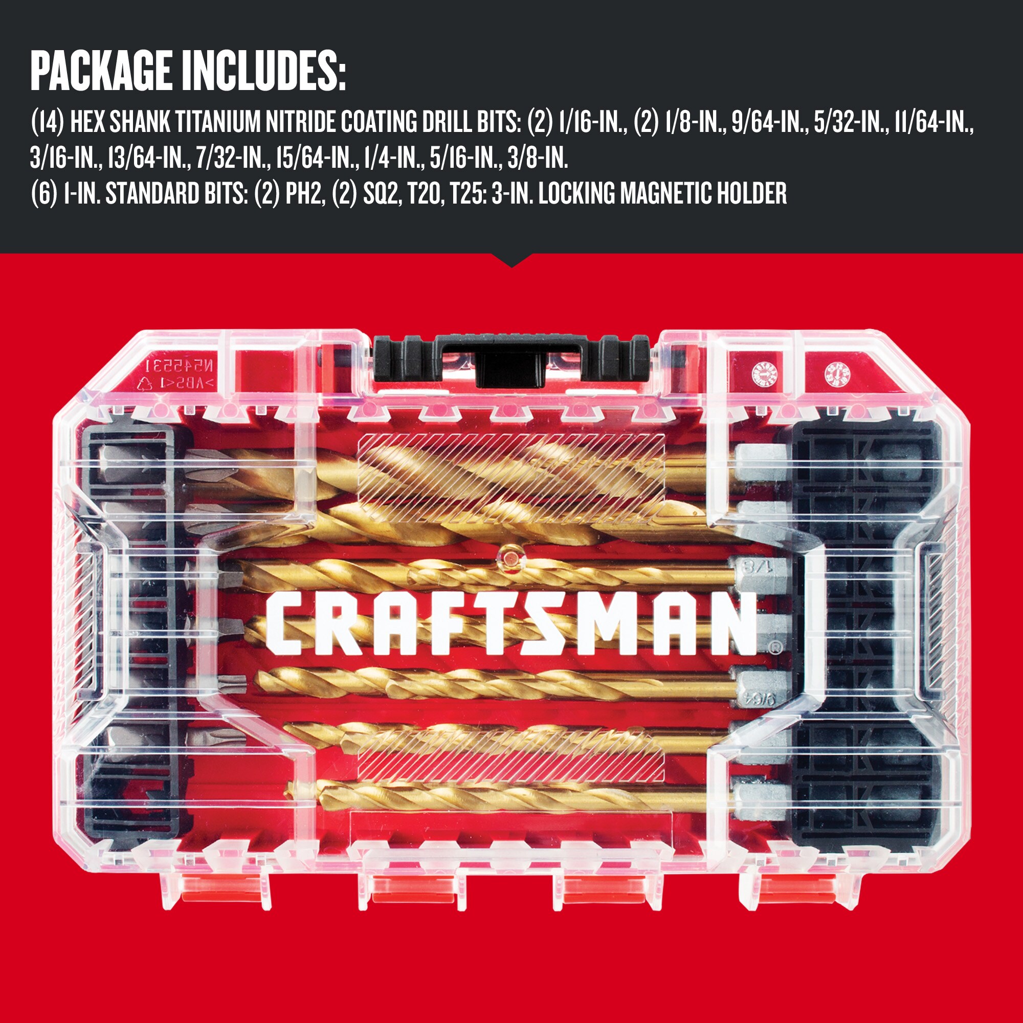 CRAFTSMAN 21-Piece Assorted Set Titanium Nitride Coated Hss Twist Drill ...