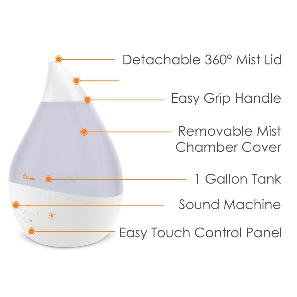 Crane Drop 2 1-Gallon Tabletop Cool Mist Humidifier (For Rooms 401-1000-sq ft)