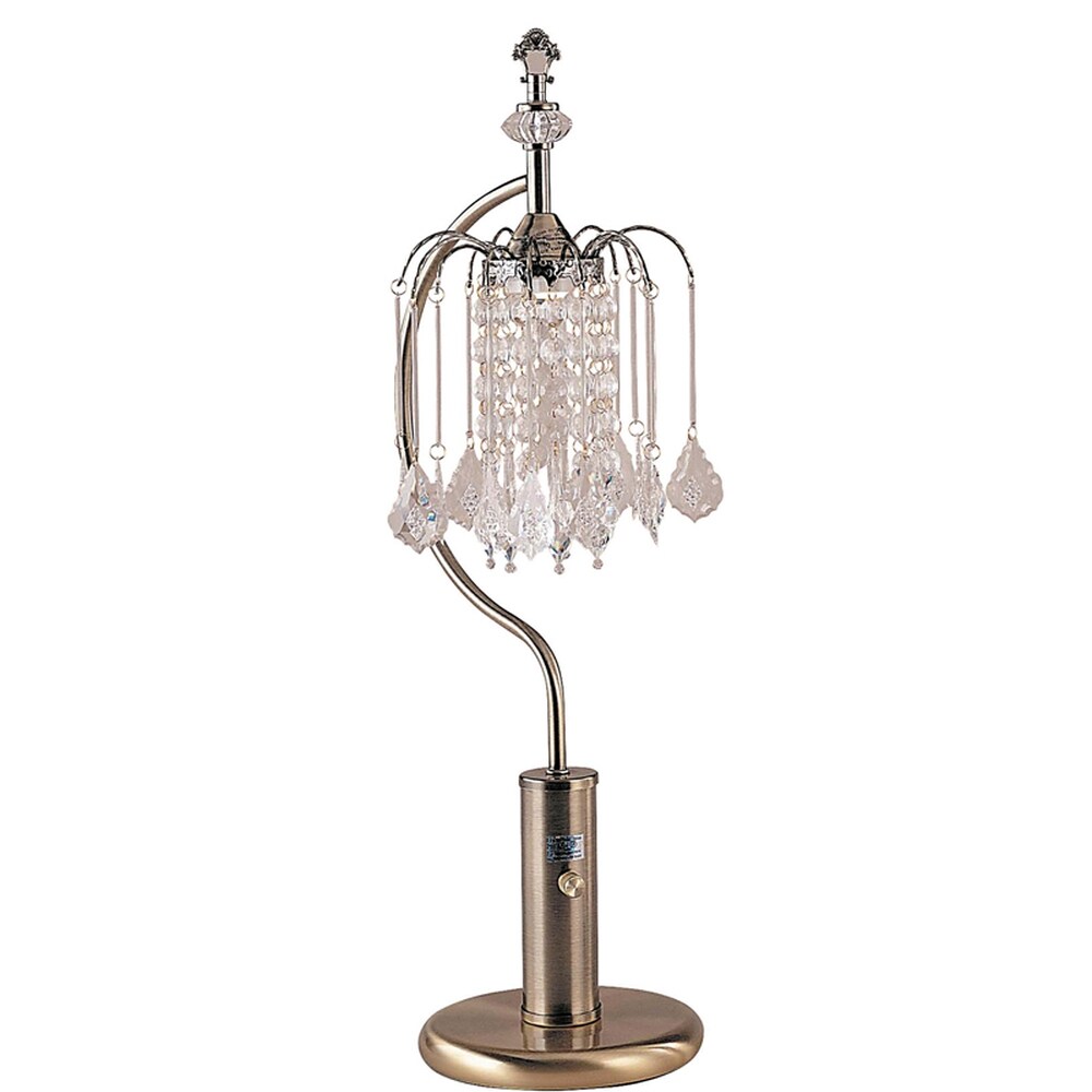 Ore International 716AB Antique Brass Finish Table Lamp with Crystal-Like Shades 