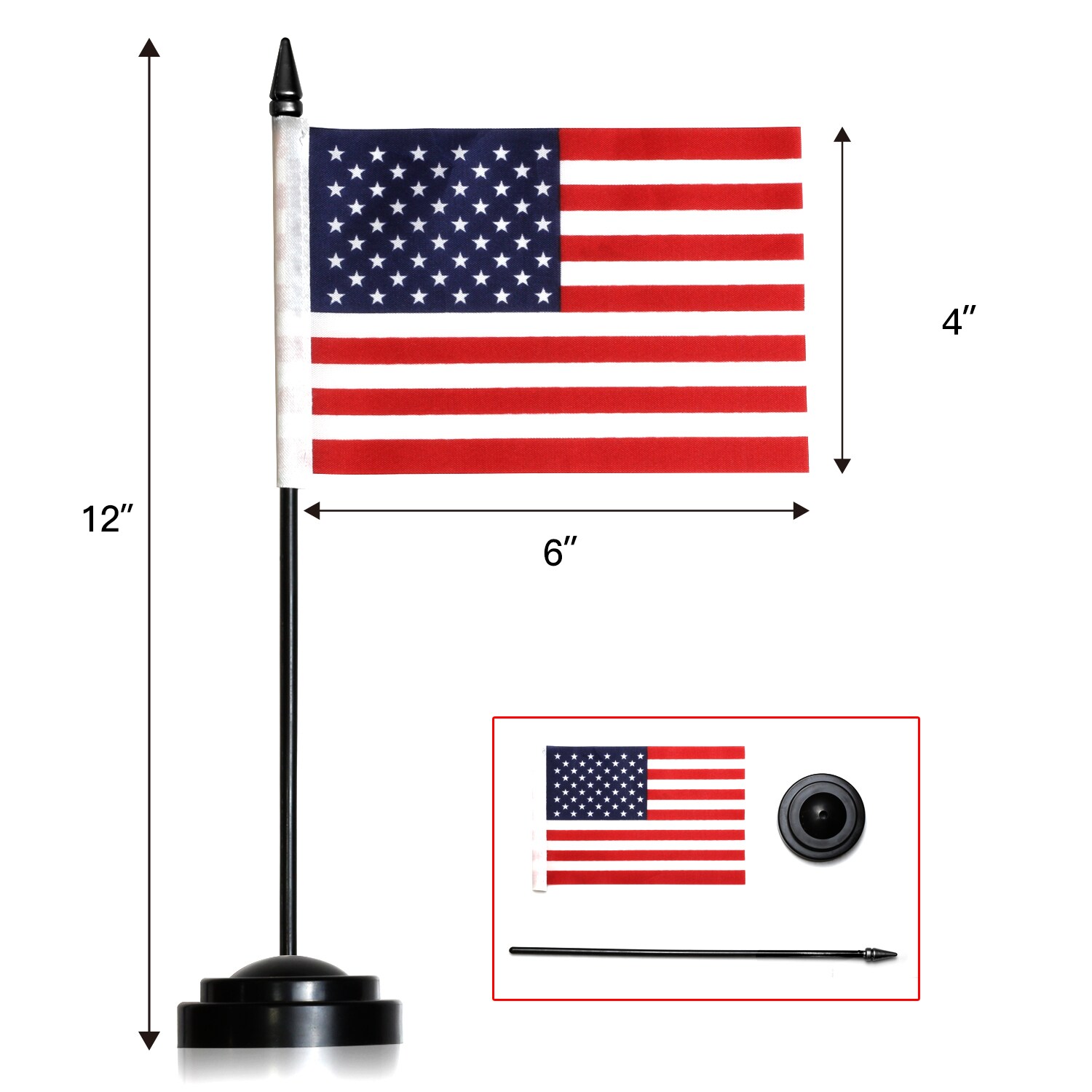 Q US FLAG CLEAR ACRYLIC FREESTANDING DESK TOP ART OBJECT 