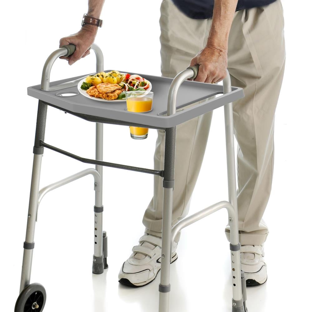 Fleming Supply Walker Tray- Upright with 2 Cup Holders-Universal Table Fits  Most Standard Folding Walkers-Home Mobility by Fleming Supply in the Walkers,  Wheelchairs  Rollators department at Lowes.com