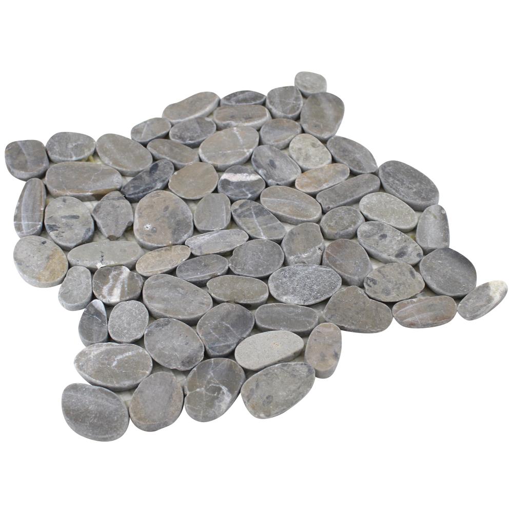 Great for Showers & More! River Rock Stone Tile White Pebble Tile 12" x 12" 