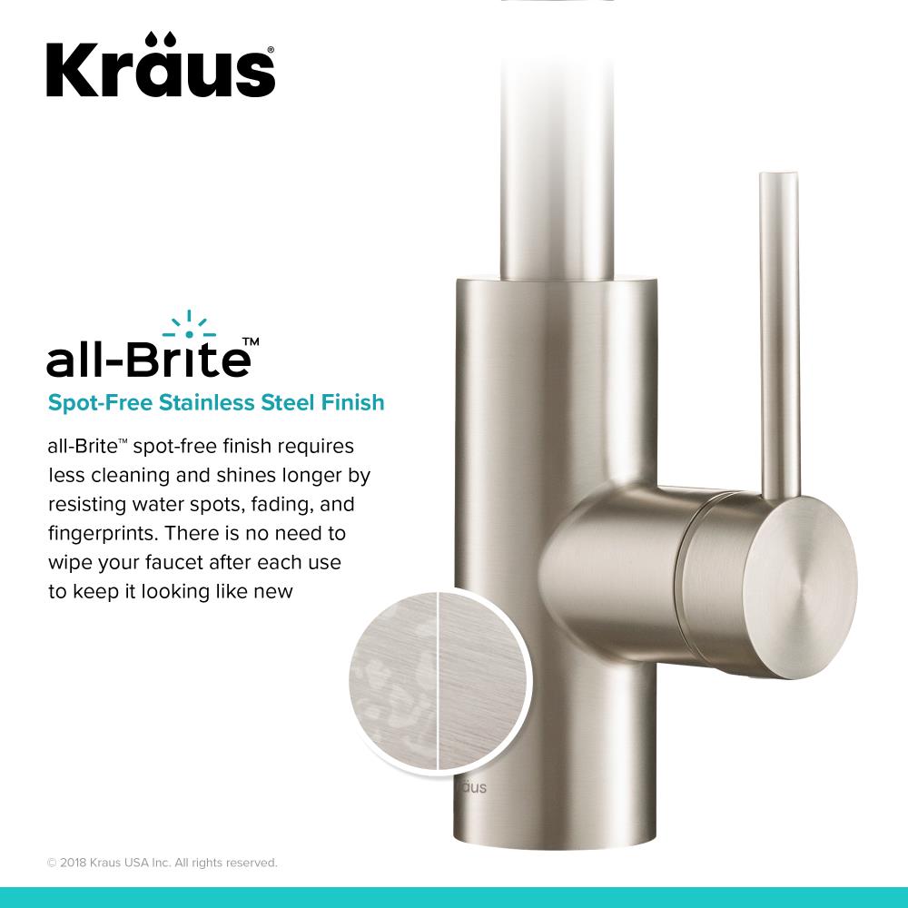 Kraus QuickInstall Kitchen Faucet Stainless Steel Single Handle Pull