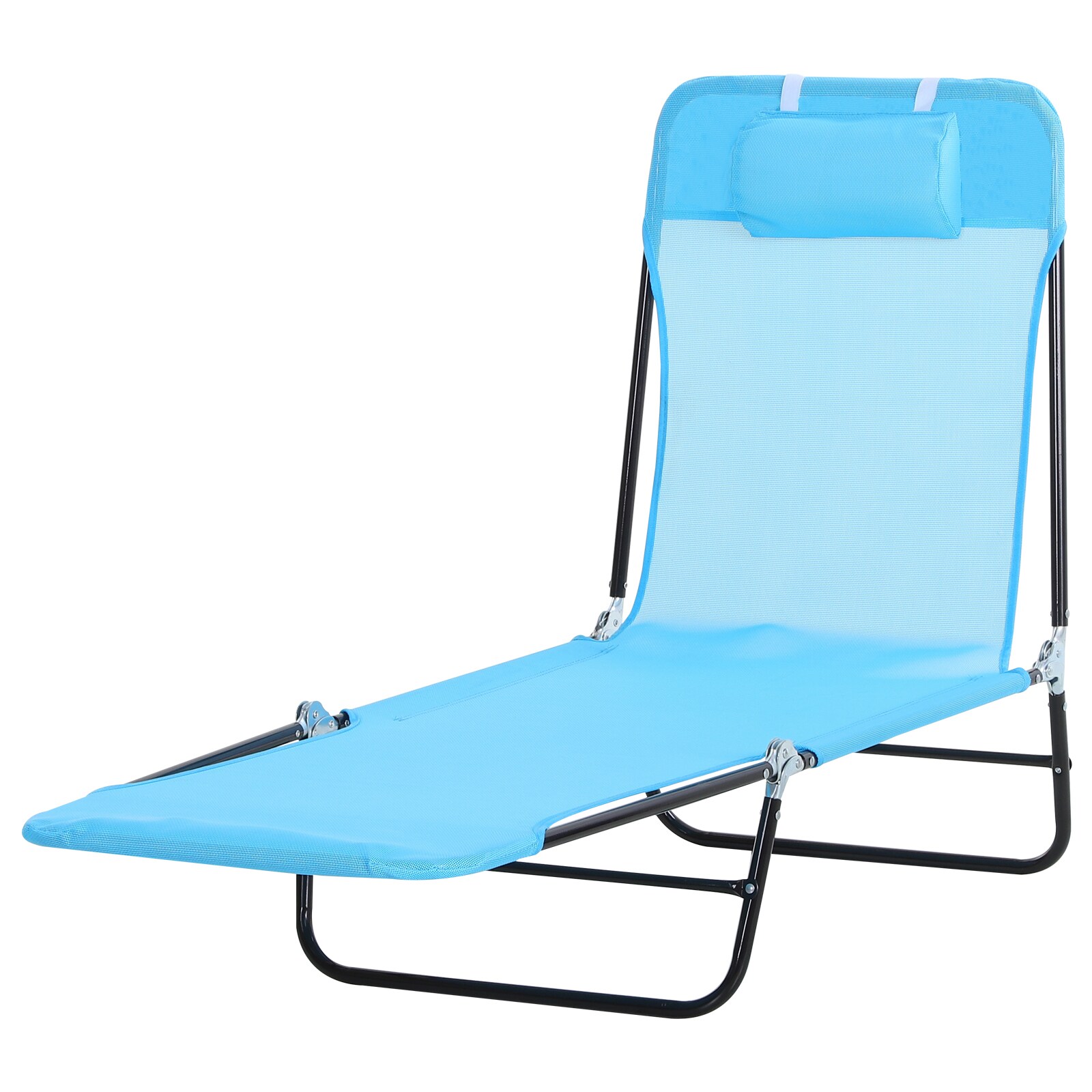 or Deck w/Folding Design & Sturdy Frame Outsunny Adjustable-Level Chaise Sun Lounge Chair for The Beach Pink Patio 