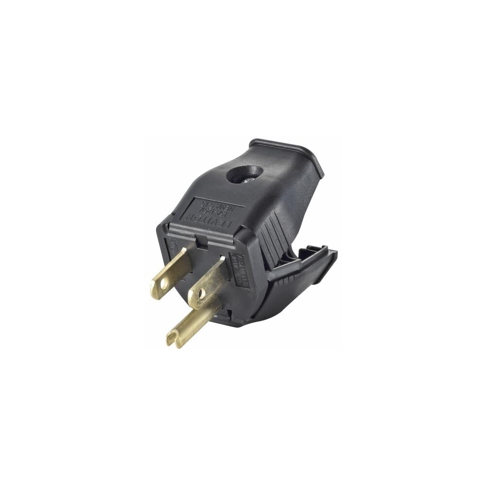 Leviton 15 Amp 125 Volt Double Pole 3 Wire Grounding Plug Black Thermoplastic for sale online 