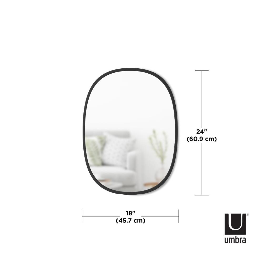 Umbra Hub 18-in W x 24-in H Oval Black Framed Wall Mirror in the 
