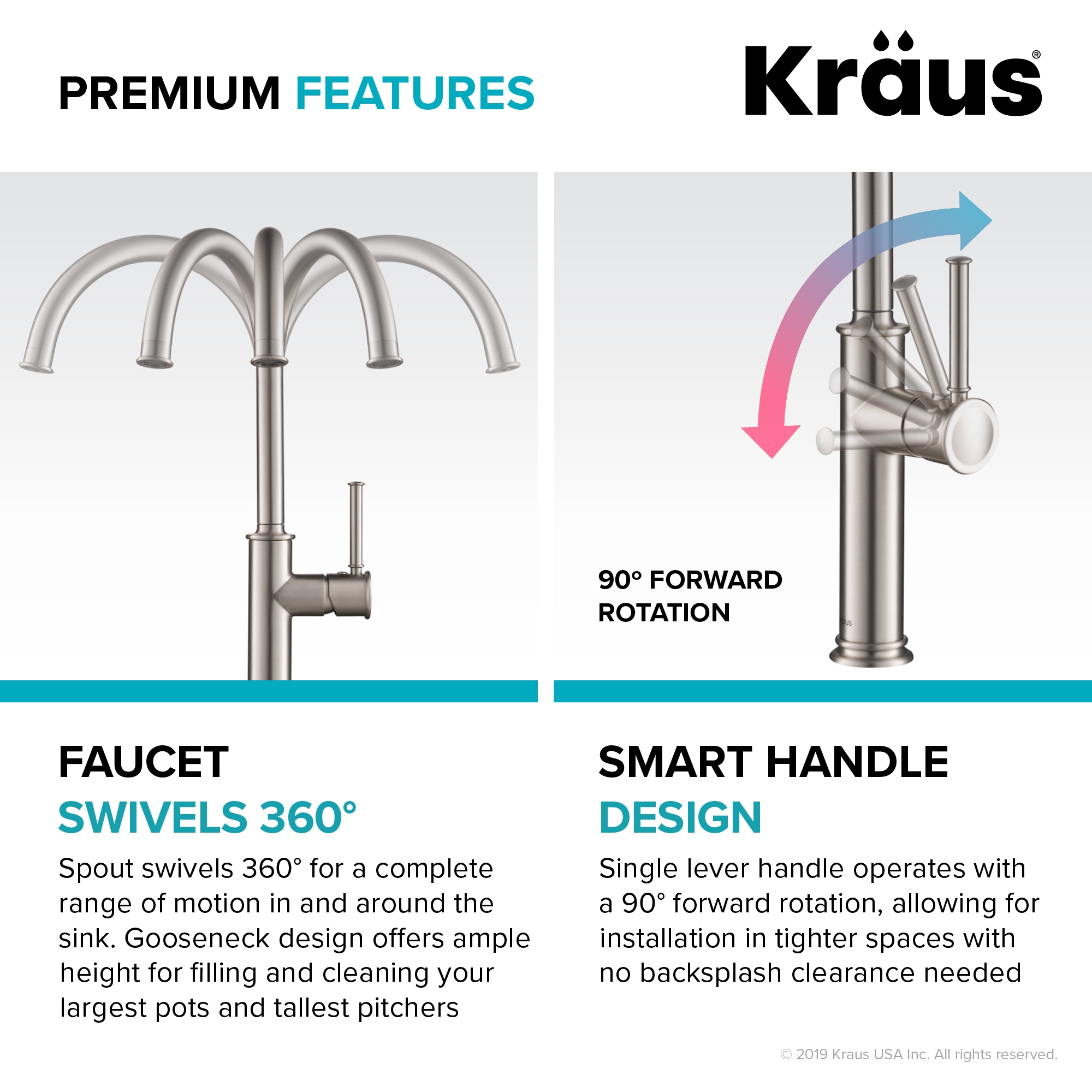 Kraus Sellette Spot Free Stainless Steel Single Handle Bar and Prep Kitchen Faucet with Sprayer Function