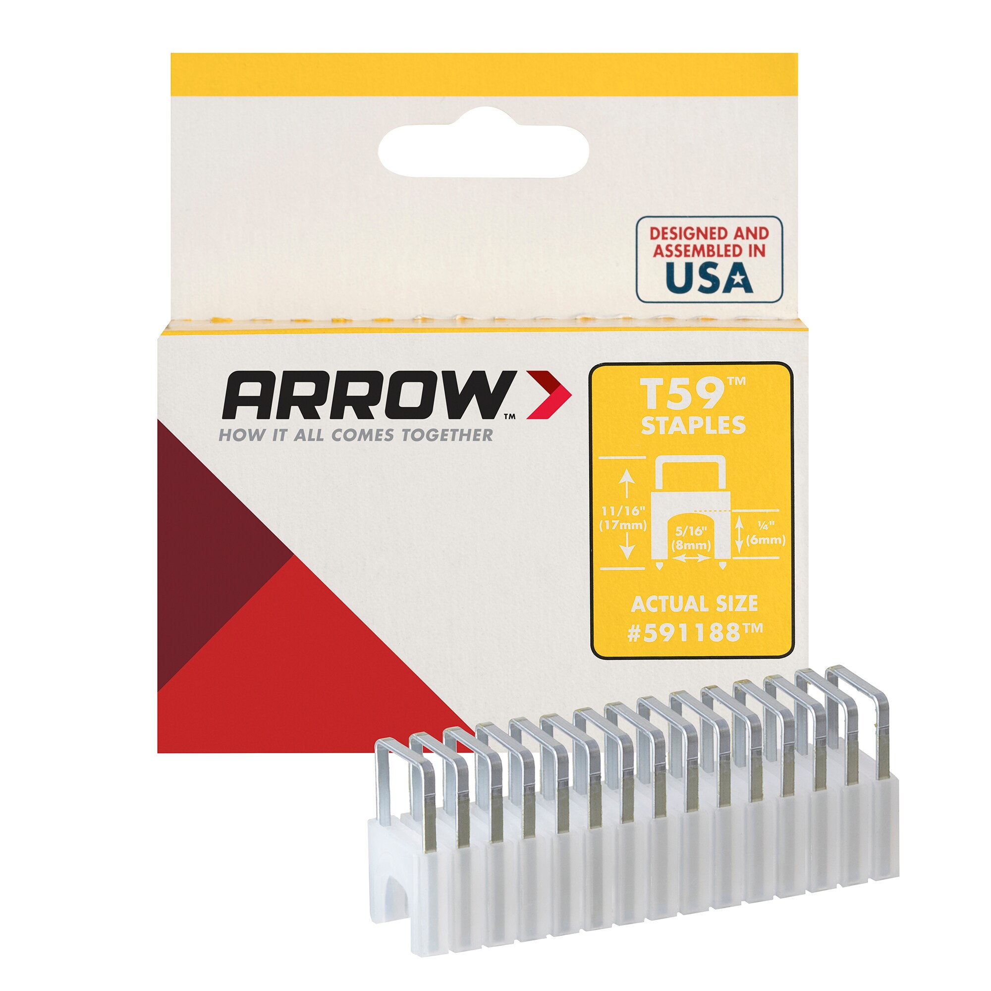 Arrow T59 5/16" Insulated Staples Clear 300 Pack USA Made 591189 