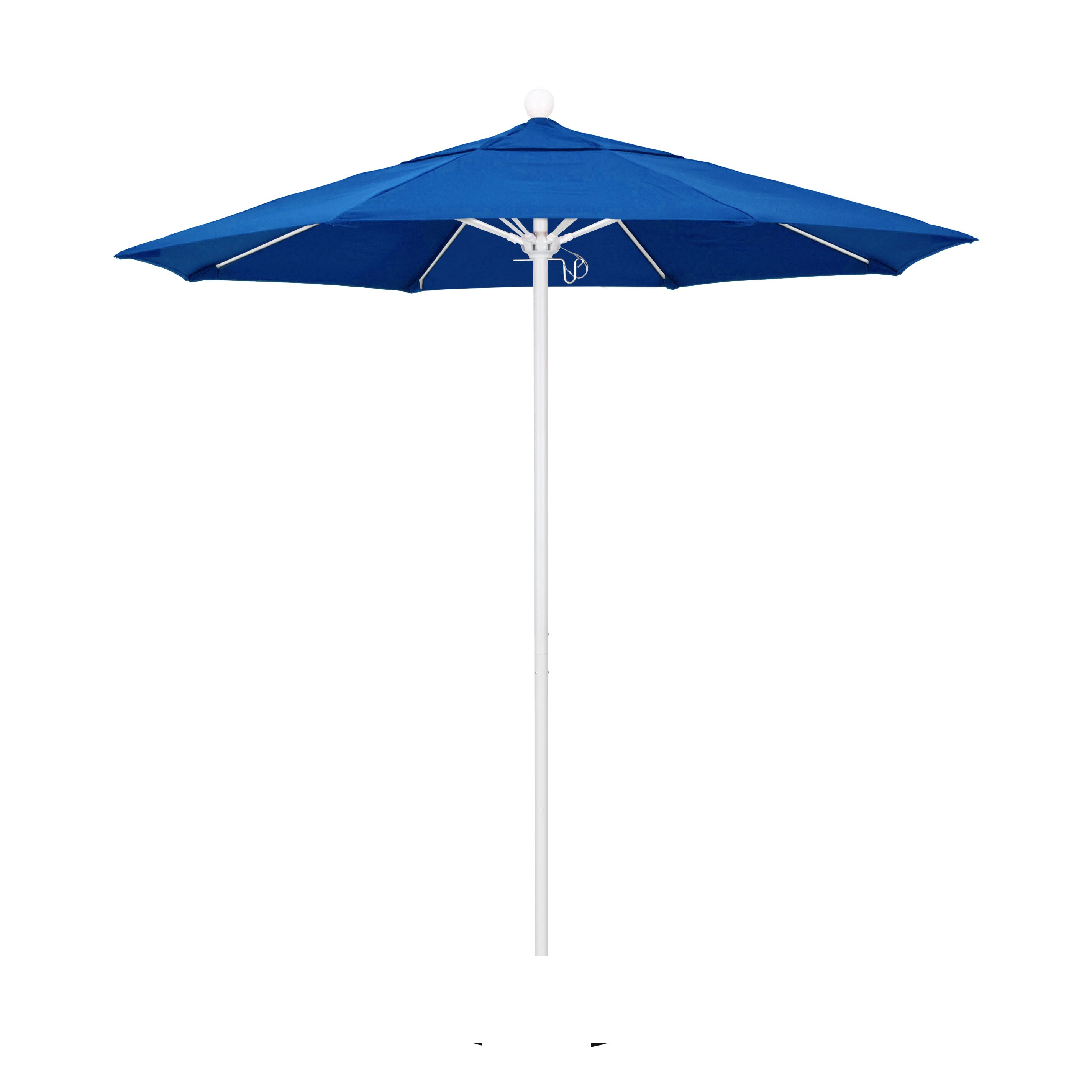 California Umbrella 7.5' Round Hardwood Frame Market Umbrella Stainless Steel 