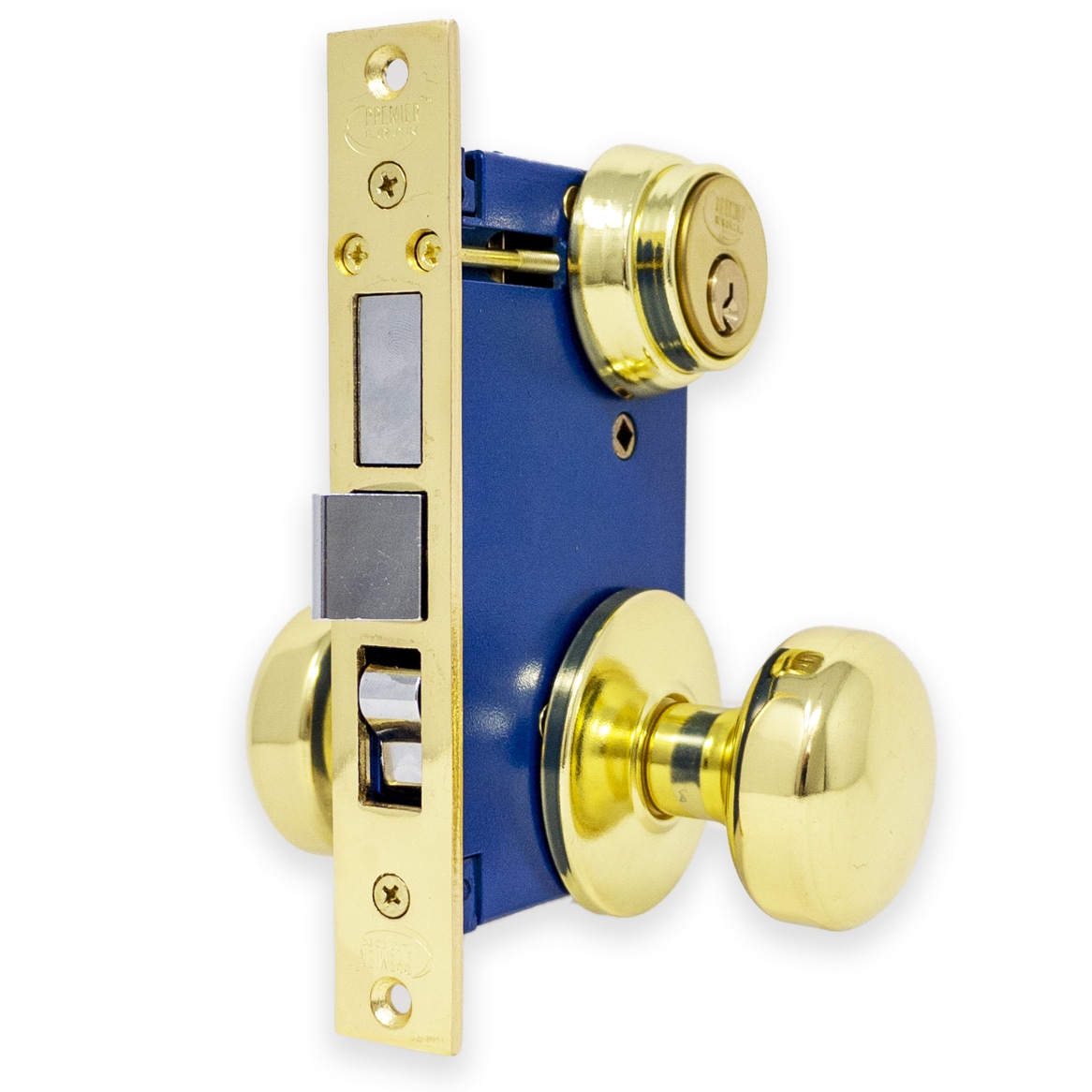 Door Brass Locks Antique Vintage Hardware Set Knob Mortise 2-1/4 in Handle New 