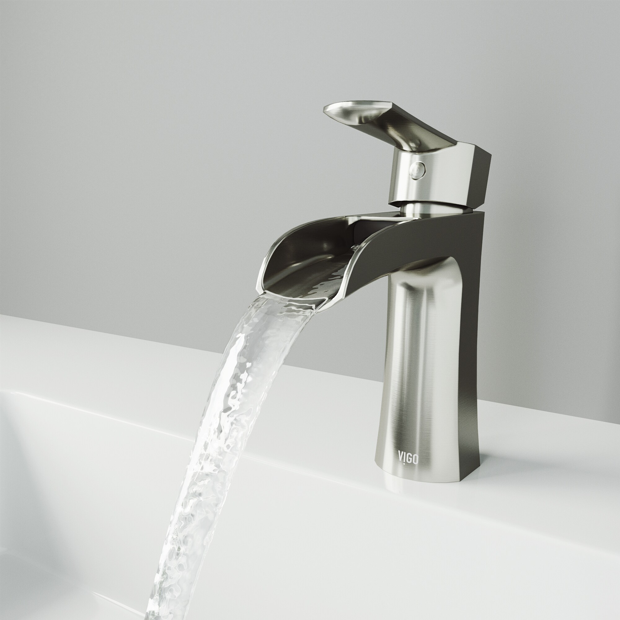 VIGO Paloma Brushed Nickel 1-handle Single Hole WaterSense Waterfall Bathroom Sink Faucet