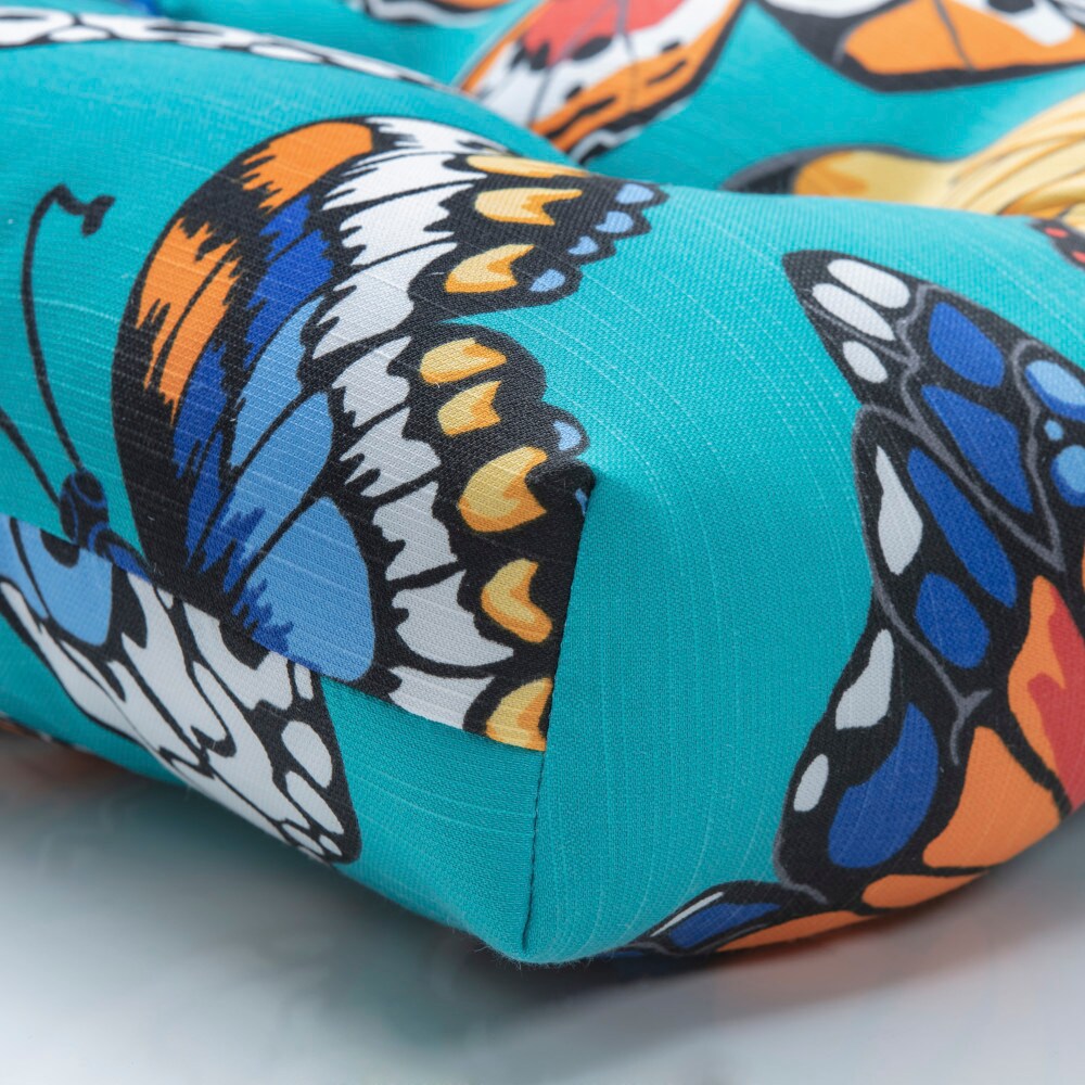 Pillow Perfect Butterfly Garden Turquoise Wicker Loveseat Cushion Graphic  Print Blue Square Throw Pillow in the Outdoor Decorative Pillows department  at Lowes.com