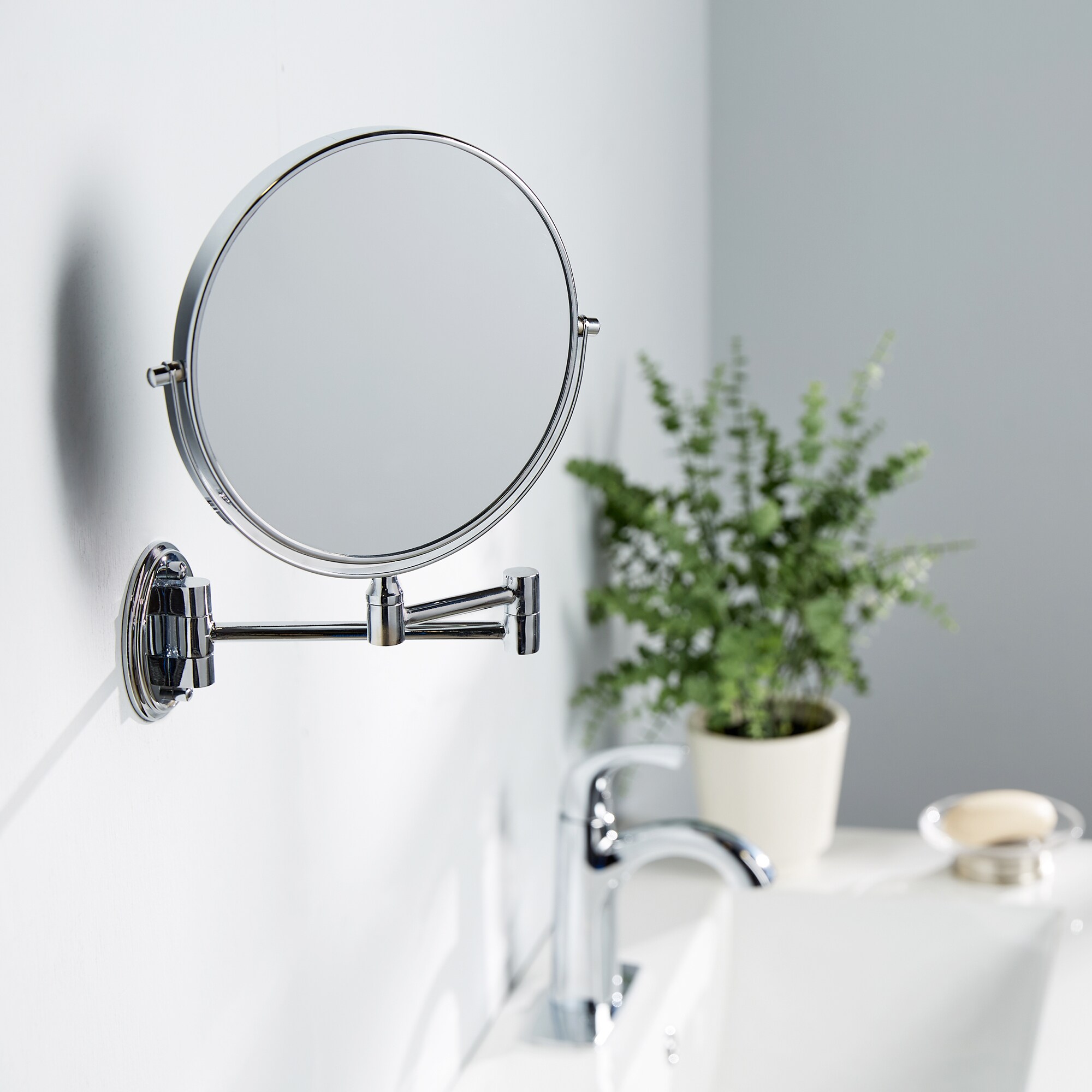 Wall Mount Makeup Mirror 6-Inch One/Two-Sided Extendable Bathroom Vanity Extend 