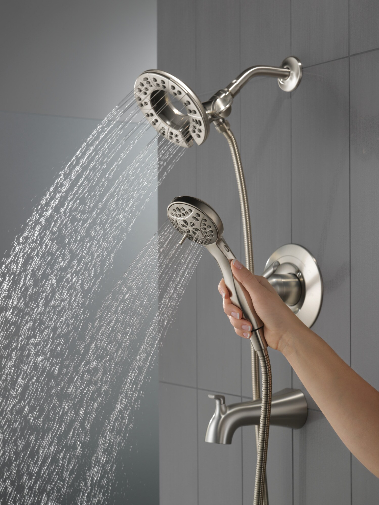 Delta Arvo Spotshield Brushed Nickel 1-handle Bathtub and Shower Faucet Valve Included