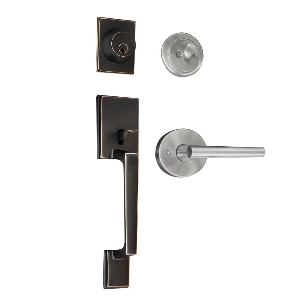 Home Security Entry Door Handle Lock Passage Door Lockset Satin Nickel Bronze 