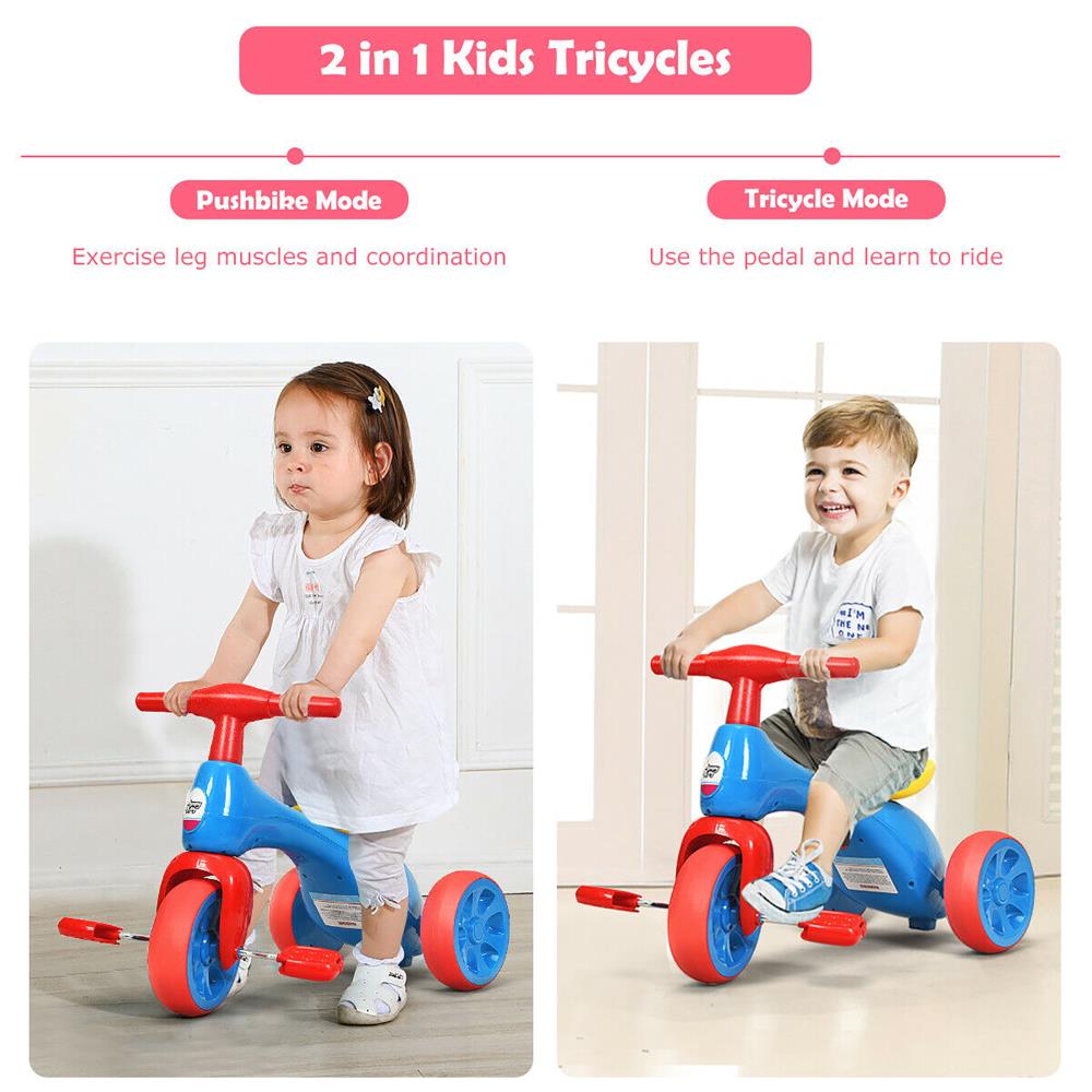 Details about   2 in 1 Kids Tricycle Balance Training Bike Ride on Toy 3 Wheels Sound &Storage 