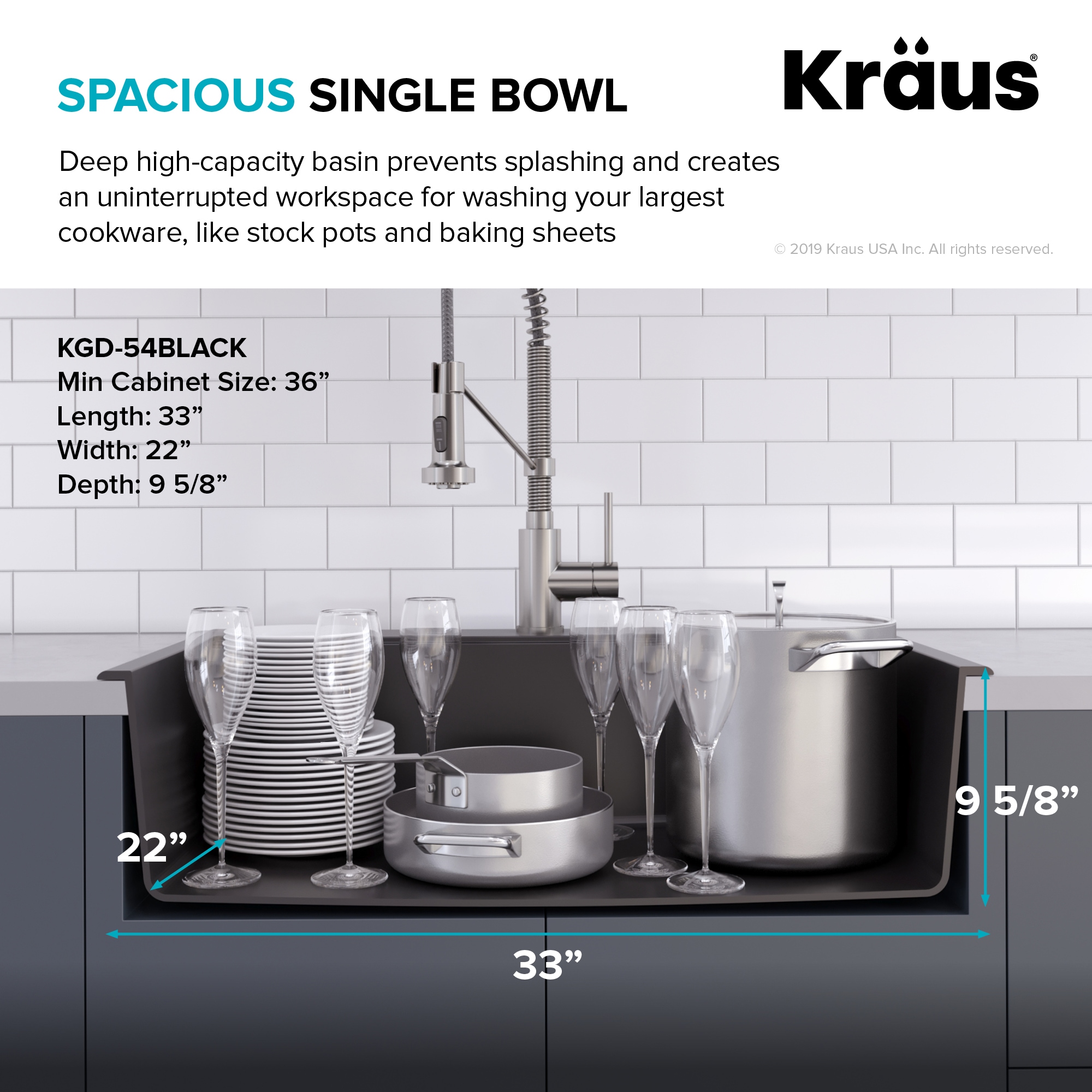 Kraus Forteza Dual Mount 33 In X 22 In Black Single Bowl 1 Hole Kitchen