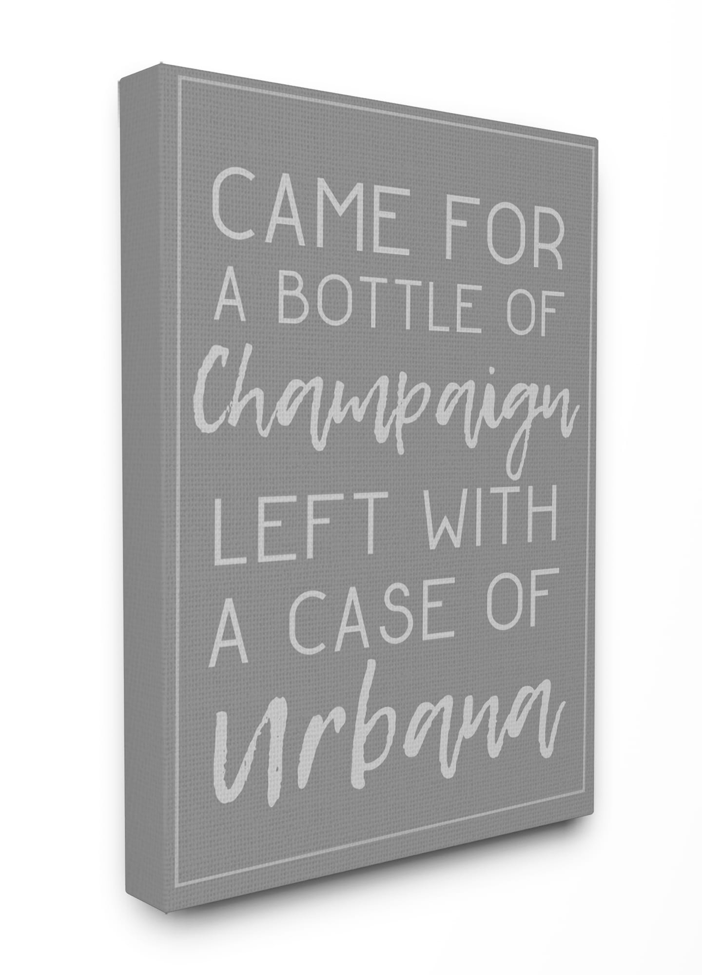 The Stupell Home Décor Collection Champaign Urbana Dark Grey Typography Stretched Canvas Wall Art 16 x 20
