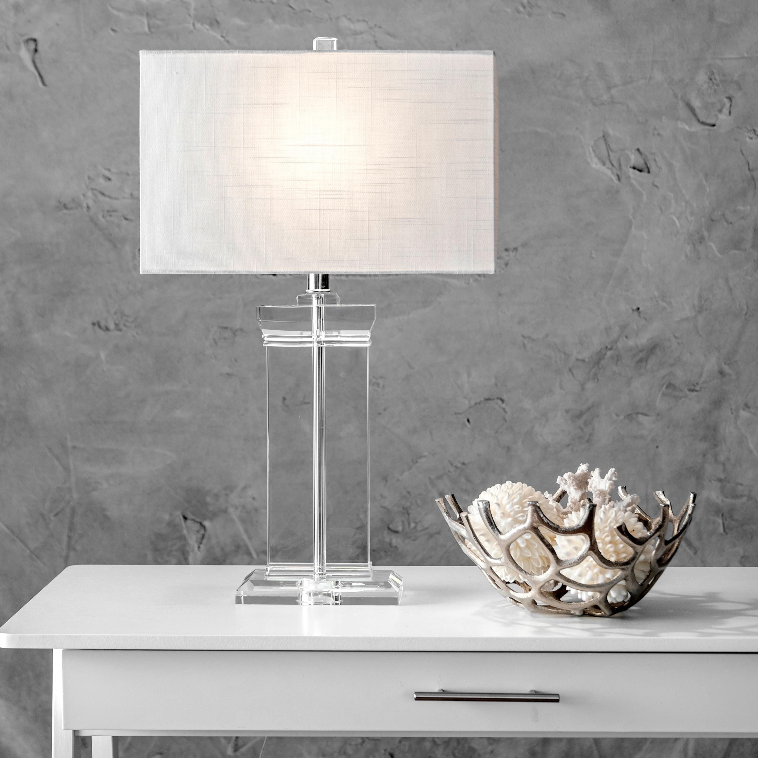 nuLOOM 25-in Clear 3-Way Table Lamp with Fabric Shade