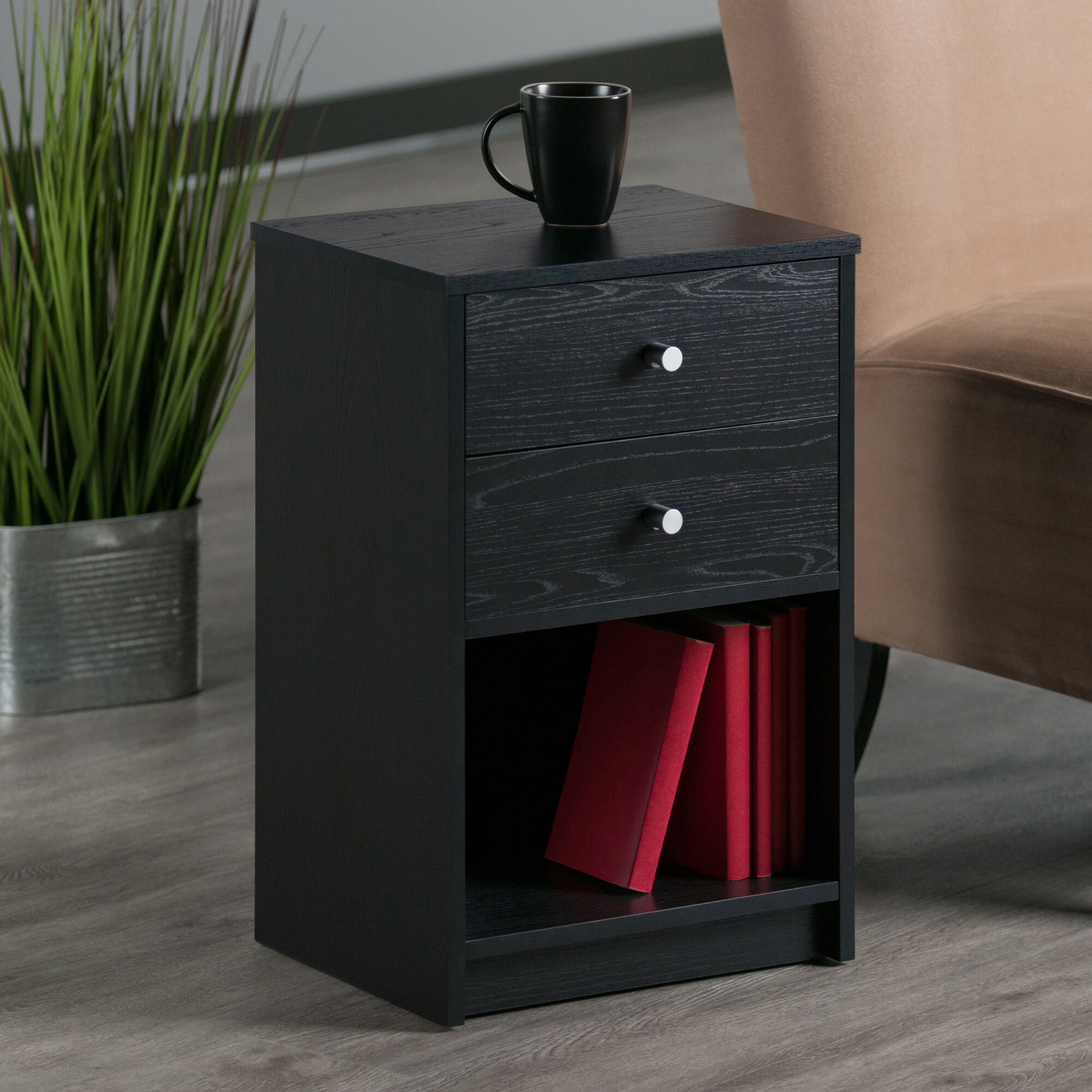 Winsome Wood Ava Black Nightstand in the Nightstands department at 