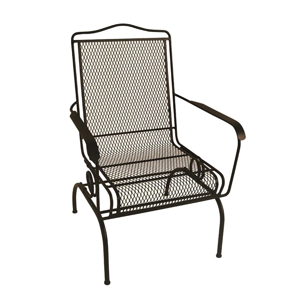 Single Rocking Chair Dark Wrought Iron Wire Porch Patio Rocker Metal Seat Chair 