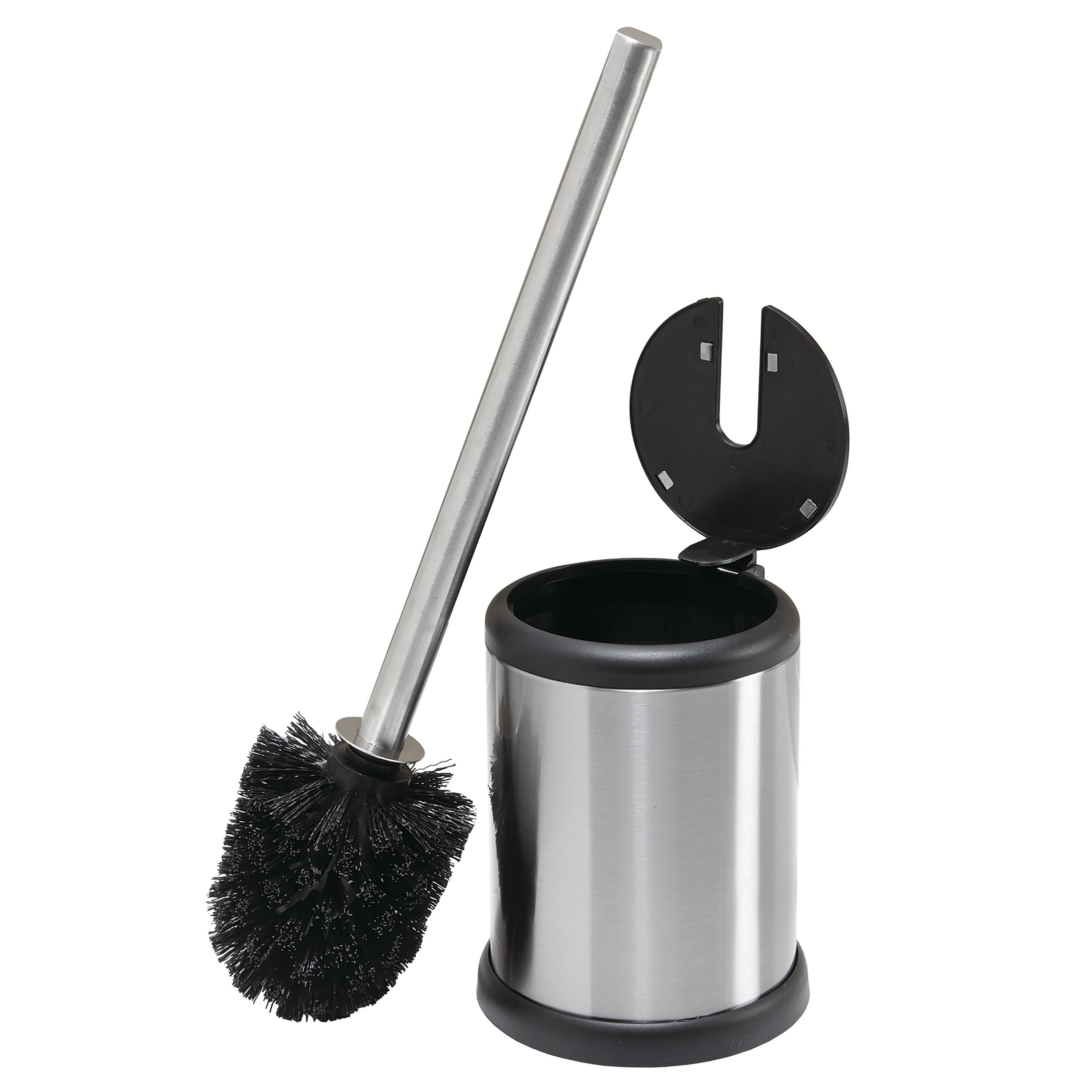 Toilet Brush with Decorative Stainless Steel Metal Container 