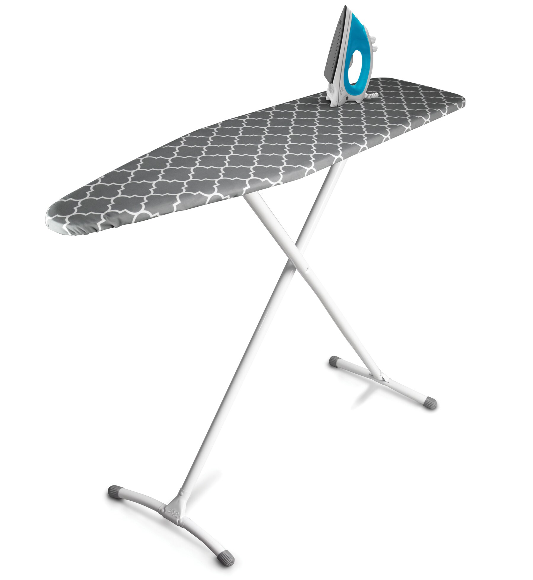 Homz Ironing Board T-leg Folding Pressing Table Height Adjustable Charcoal Grey for sale online 