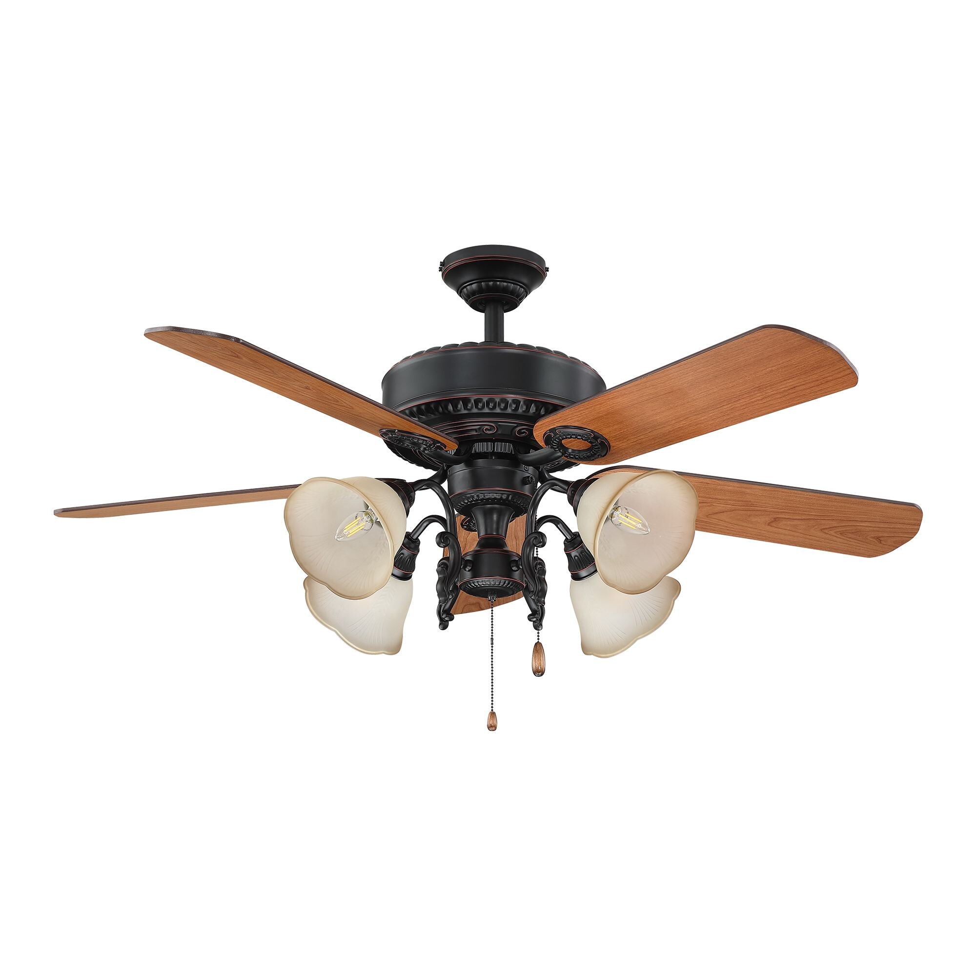 Parrot Uncle 52-in Aged Bronze Indoor Ceiling Fan with Light Remote (5-Blade)