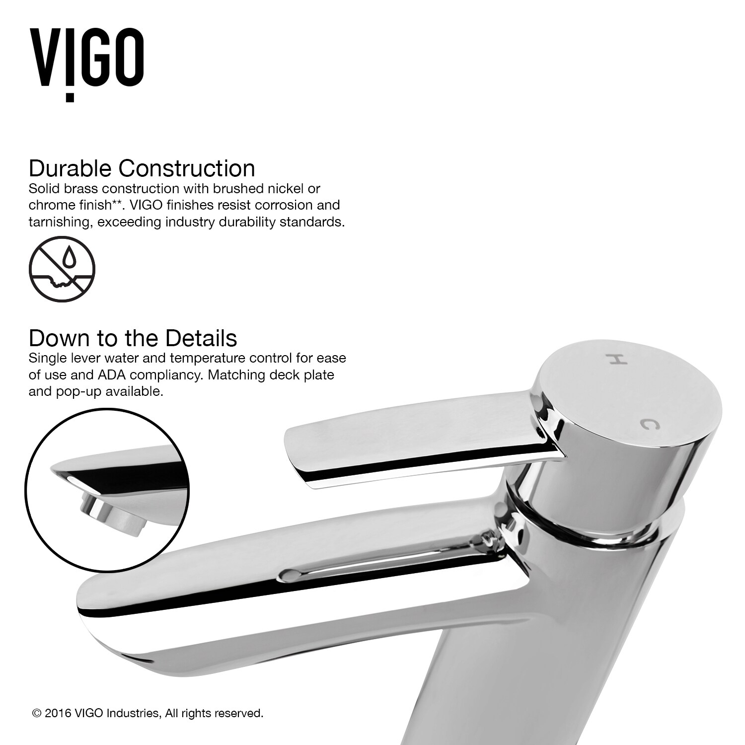 VIGO Bova Chrome 1-handle Single Hole WaterSense Low-arc Bathroom Sink Faucet